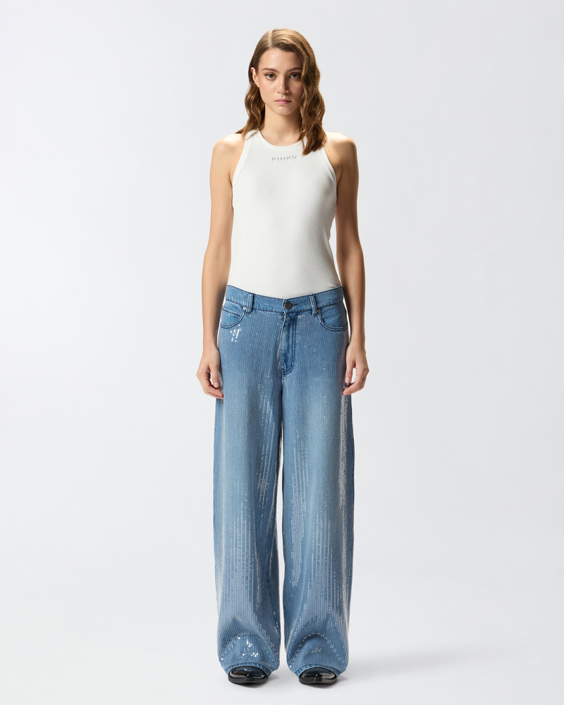 PINKO FULLY SEQUINNED DENIM JEANS outlook