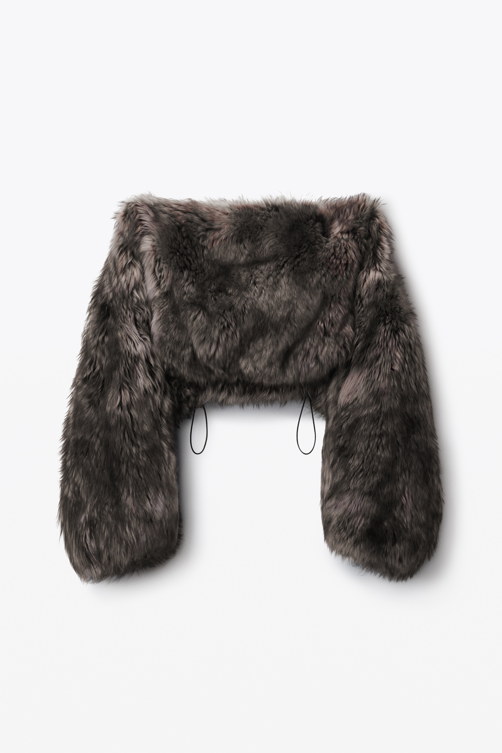 oversize cropped shrug in lamb shearling - 1