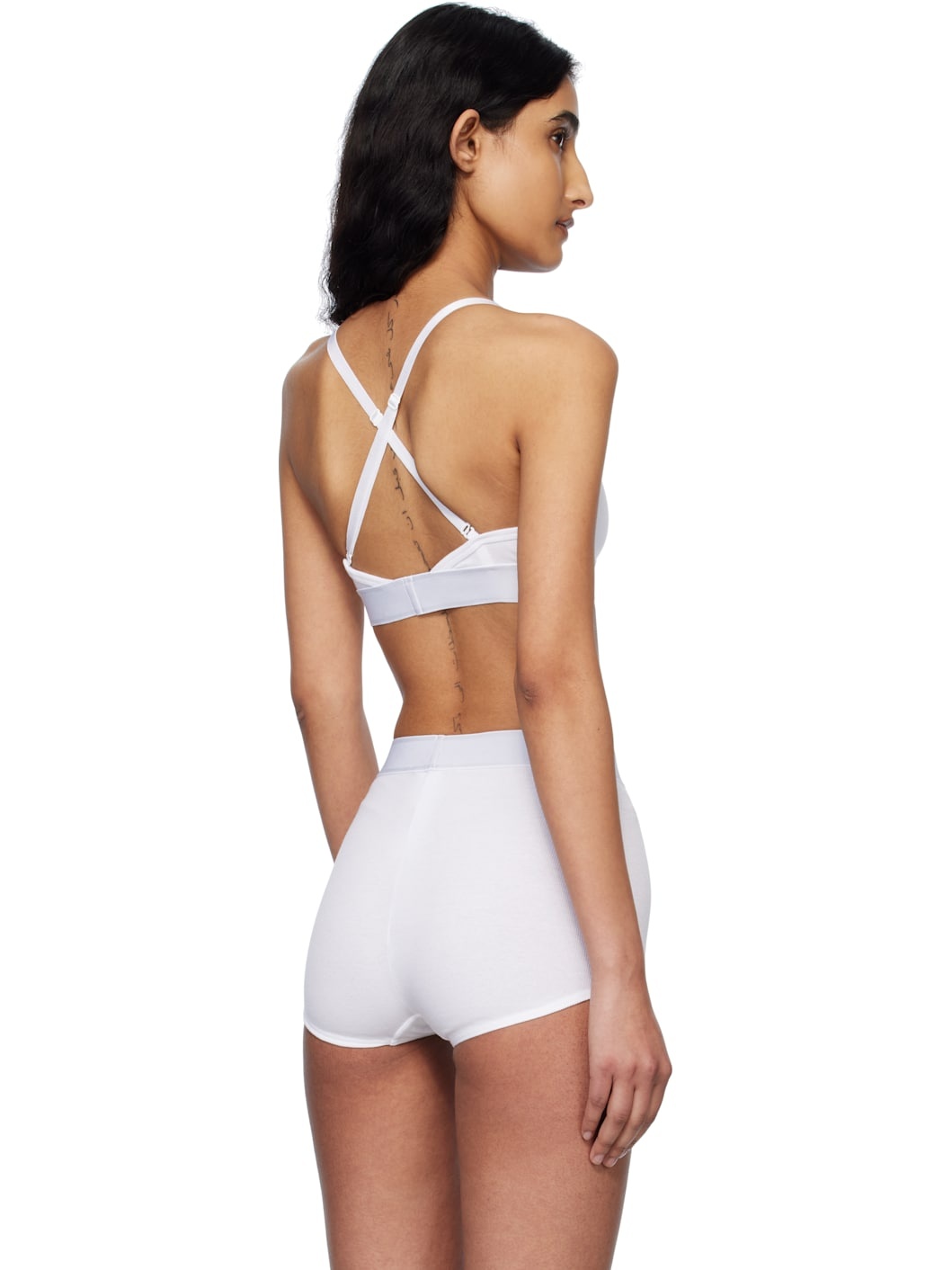 White 90s Vintage Logo Ribbed Bra - 3