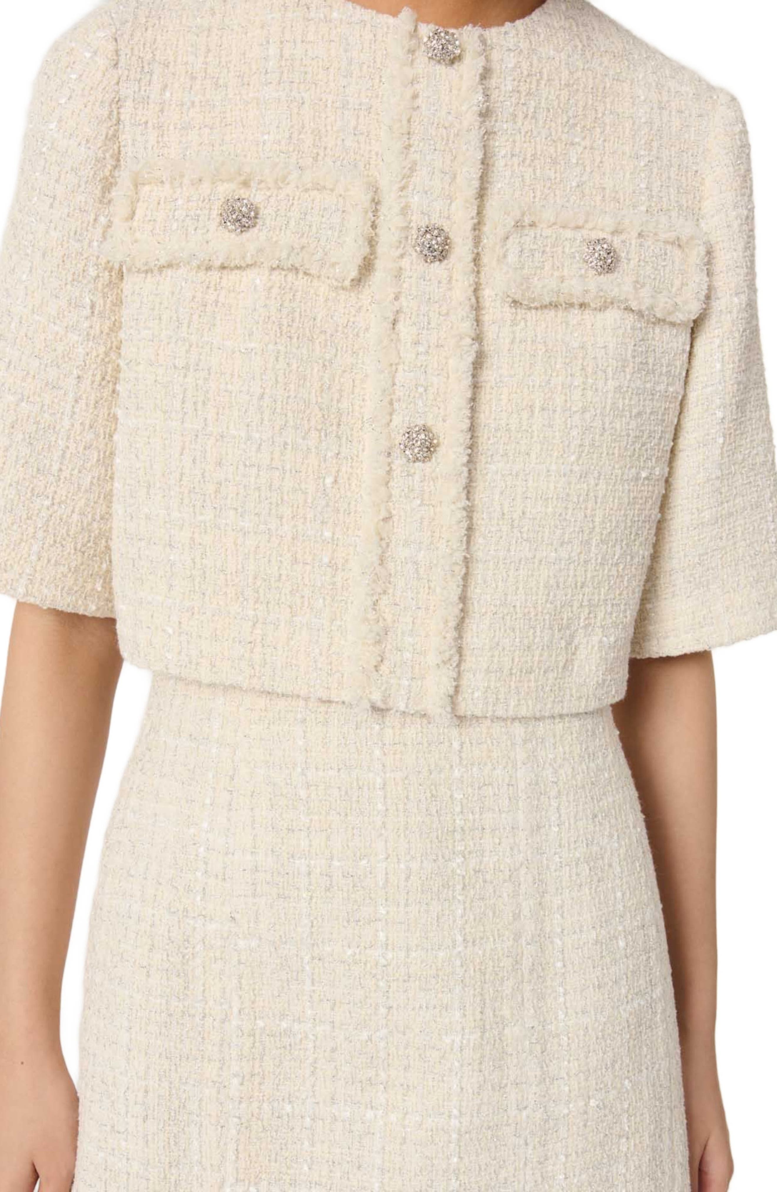 maje Tweed 2-in-1 short dress in Ecru at Nordstrom - 6