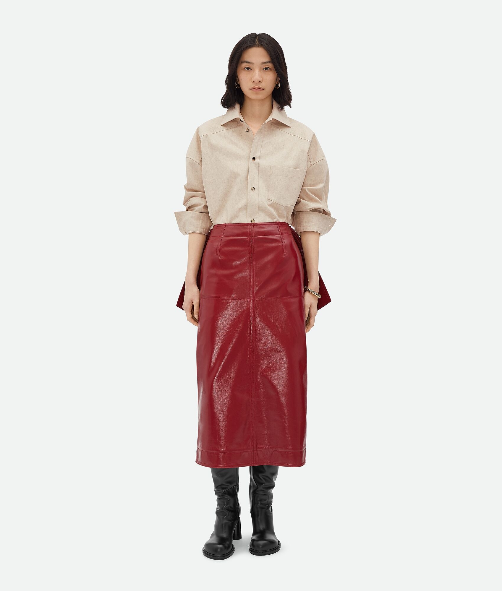Shiny Leather Skirt - 5