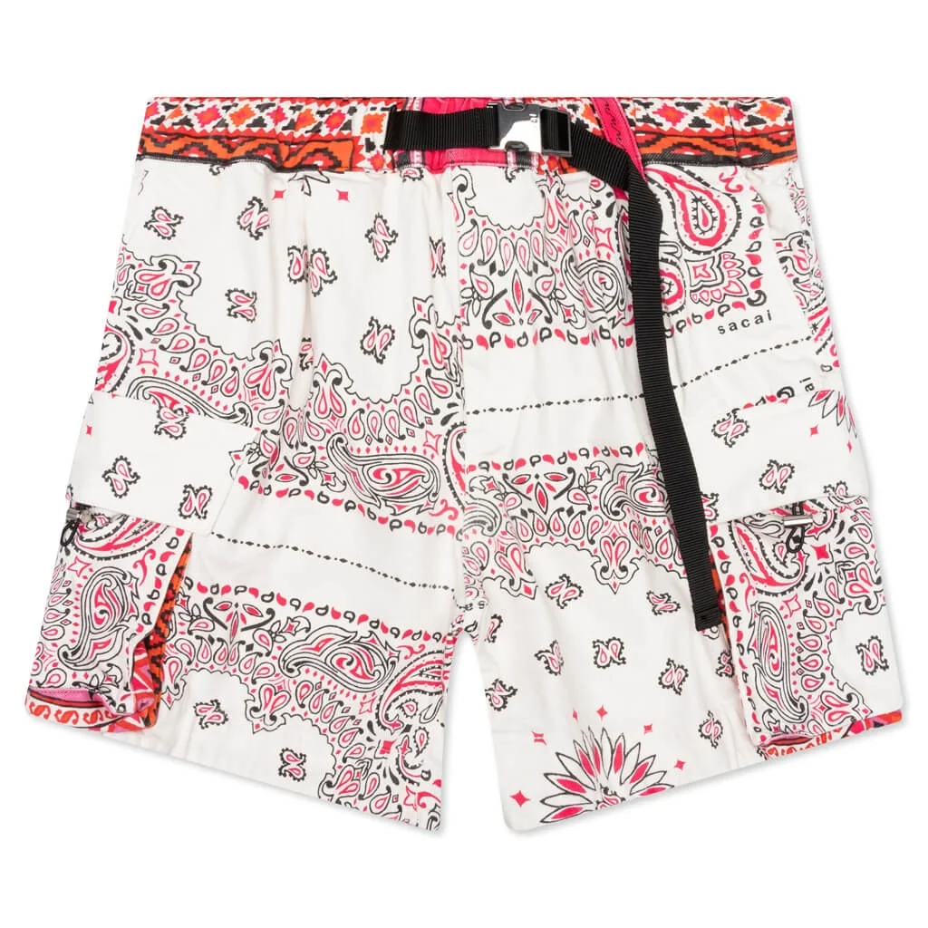 SACAI BANDANA PRINT SHORTS - OFF WHITE - 1