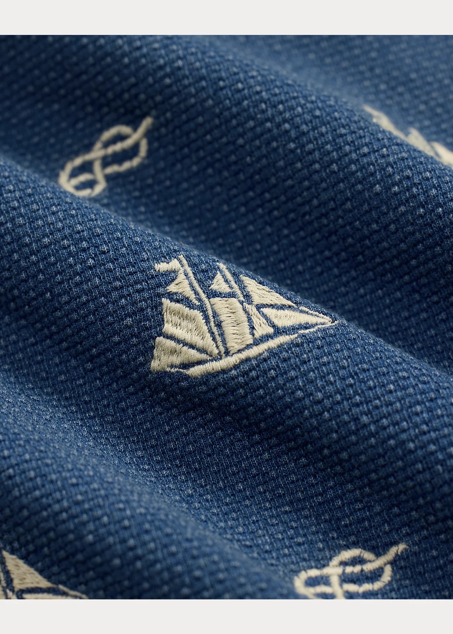 Nautical-Embroidered Piqué Camp Shirt - 4