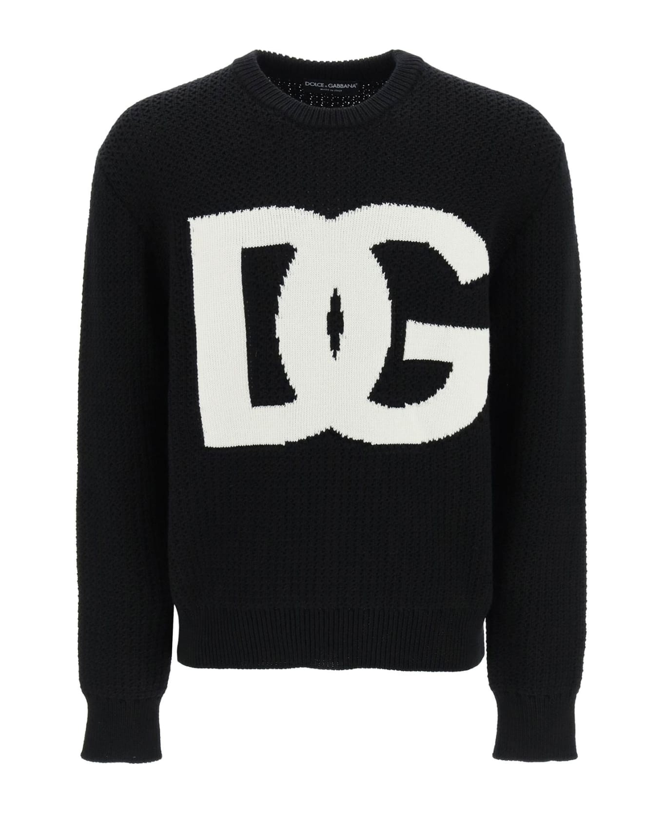 Crewneck Pullover With Jacquard Logo - 1