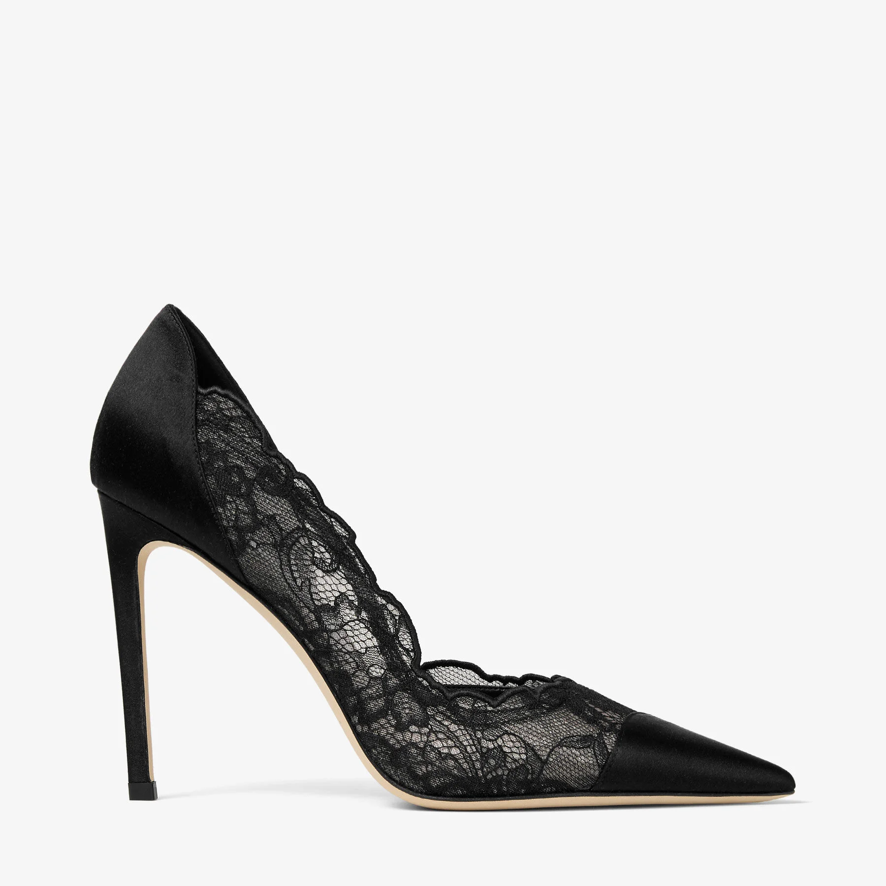 Brigitte 100 Black Jimmy Choo Lace and Satin Pumps - 1