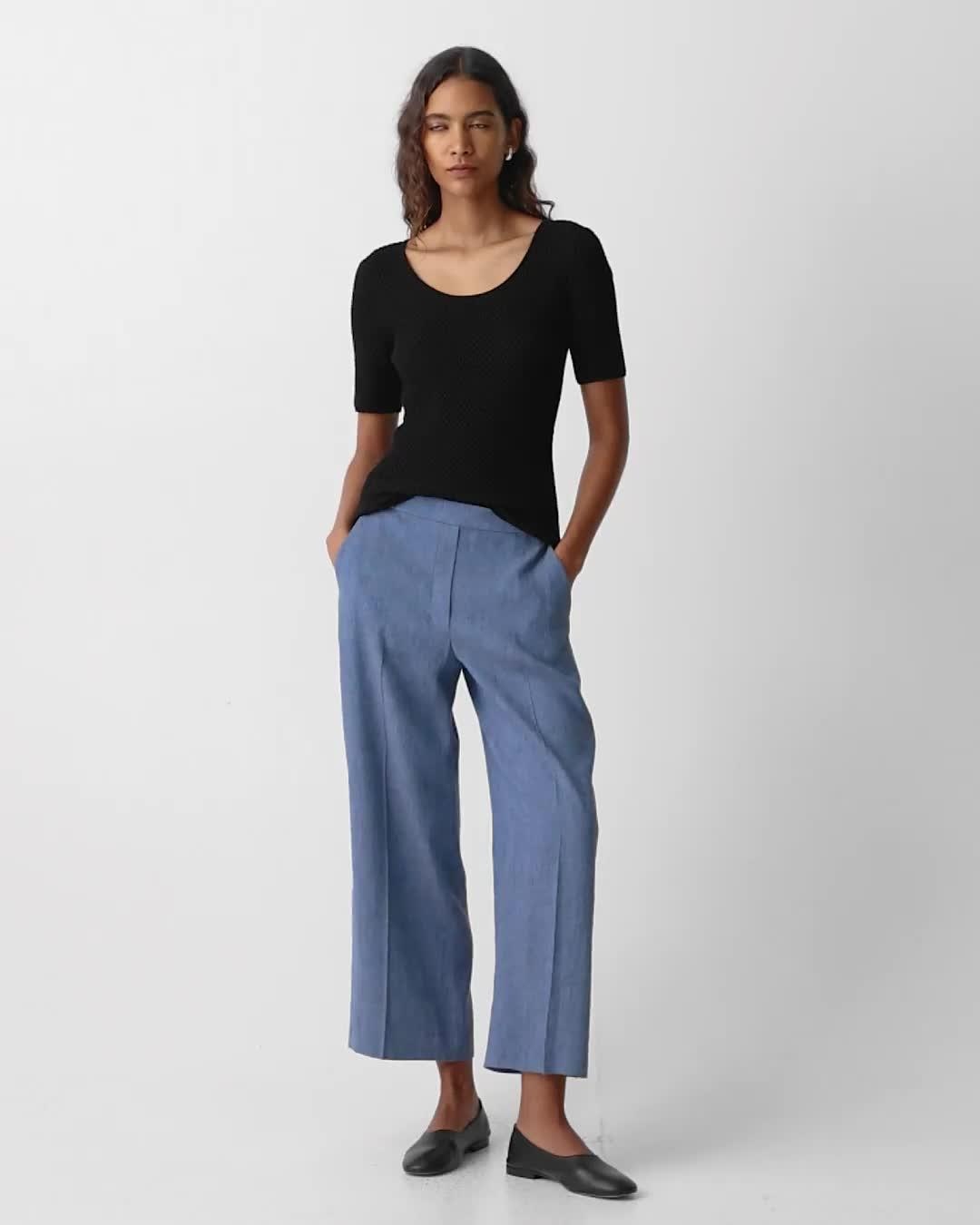 Relaxed Pull-On Pant in Fluid Linen - 7