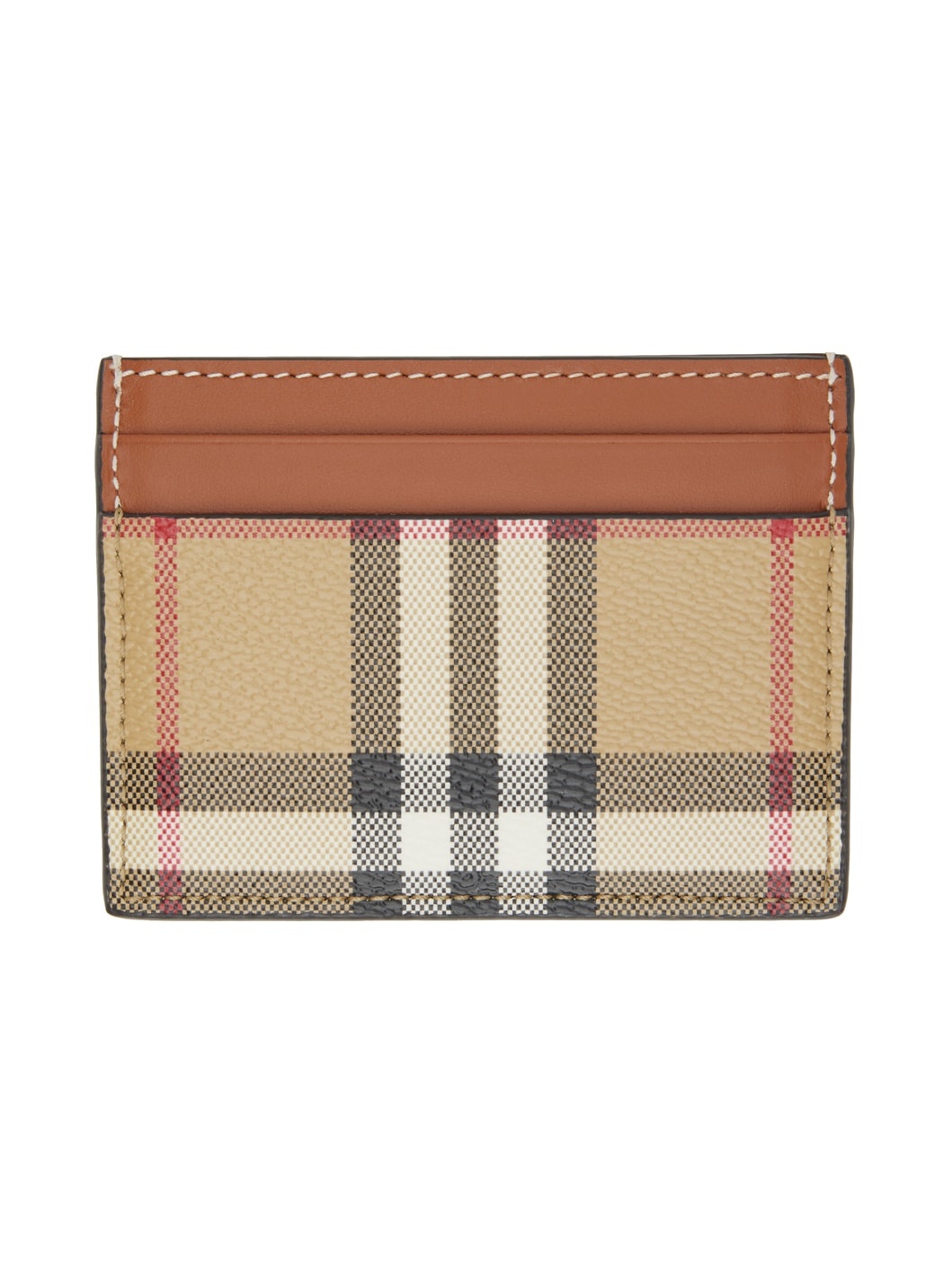 Beige & Brown Check Card Holder - 1