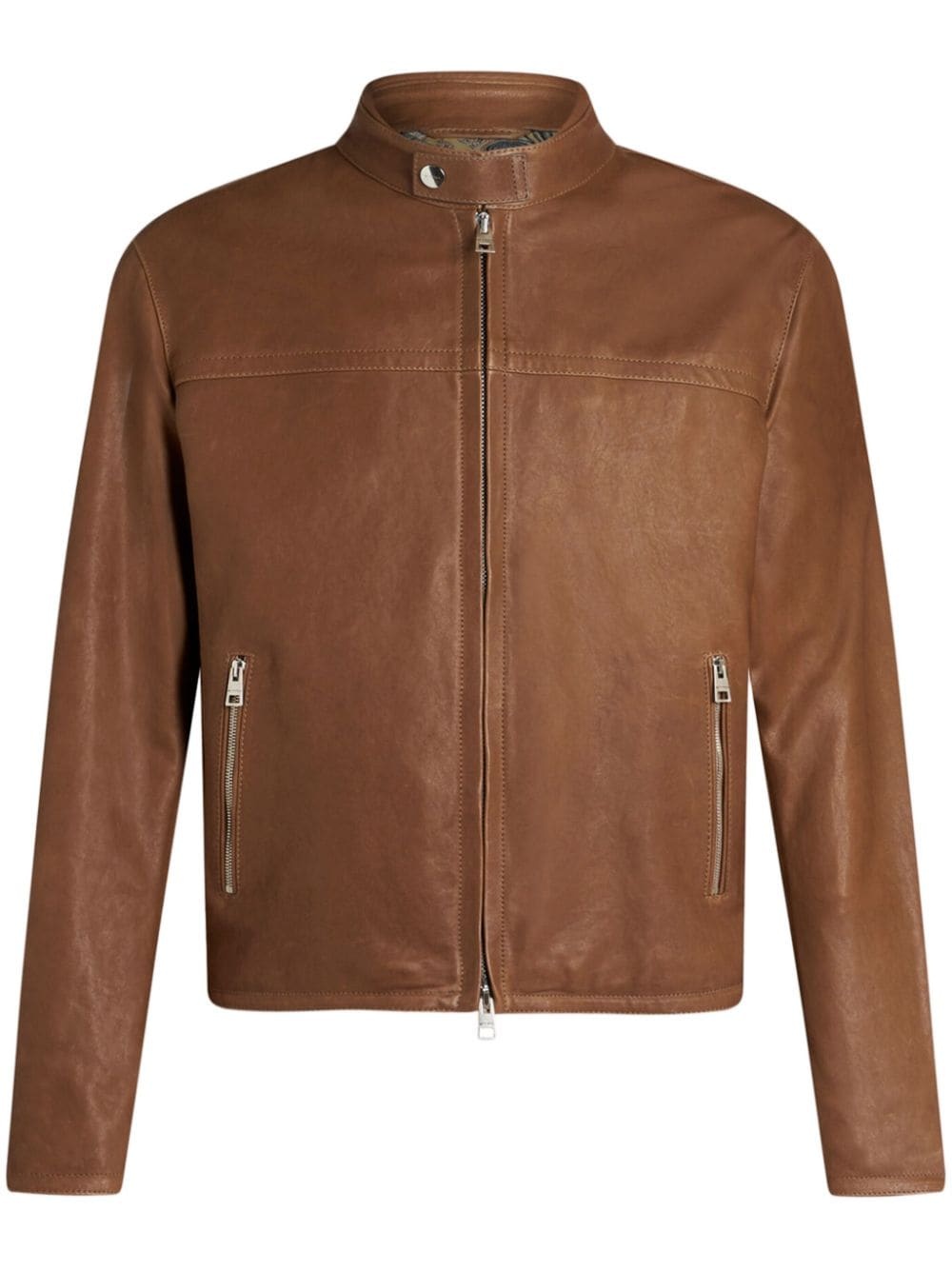 zip-up leather jacket - 1
