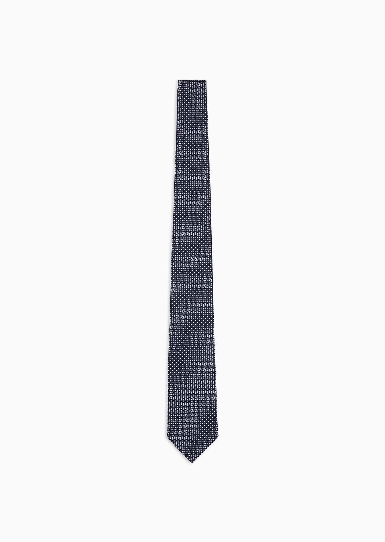 Pure silk tie with jacquard micro-pattern - 1