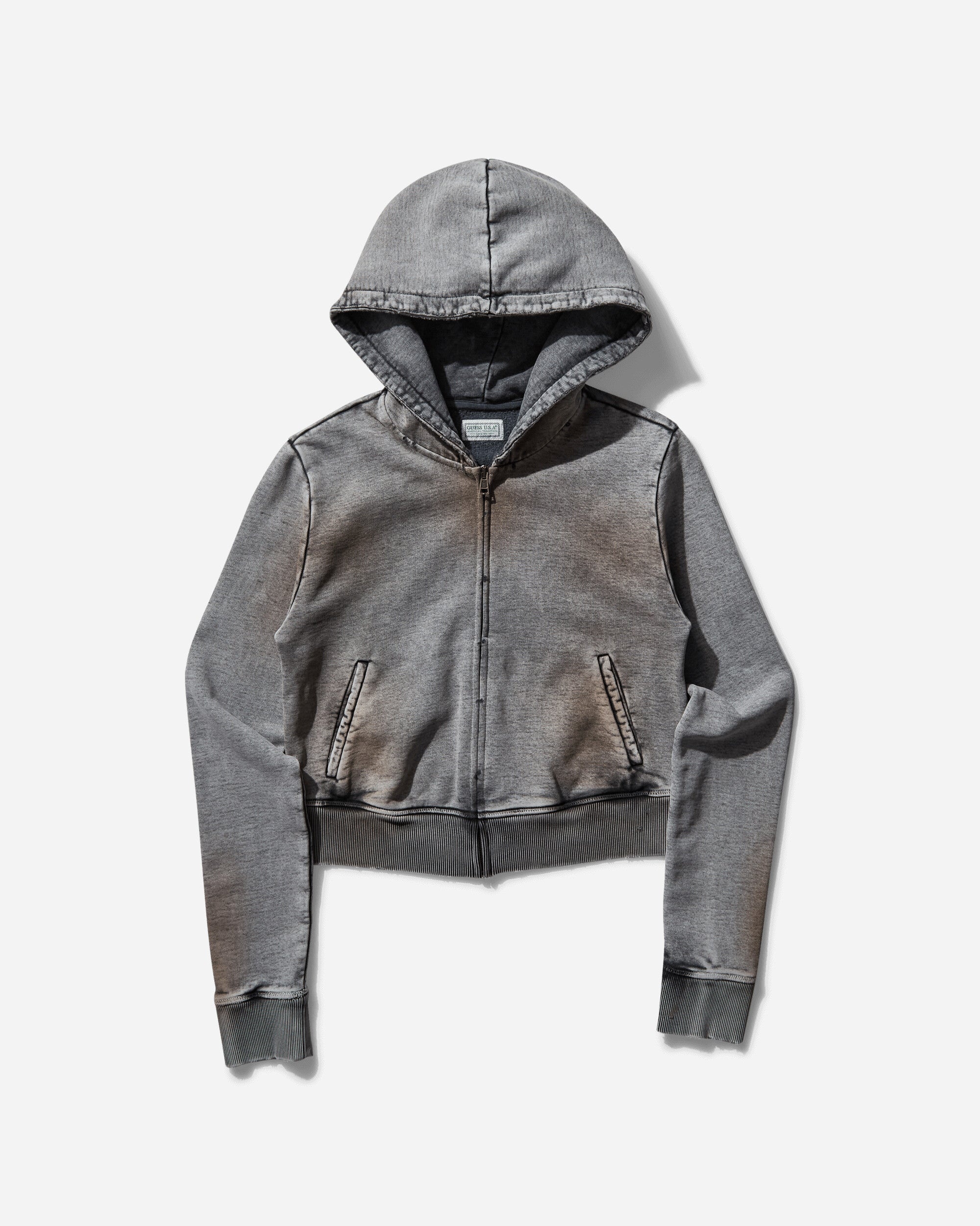 Women's Crystal-Embellished Zip Hoodie Dirty Tan Wash - 1