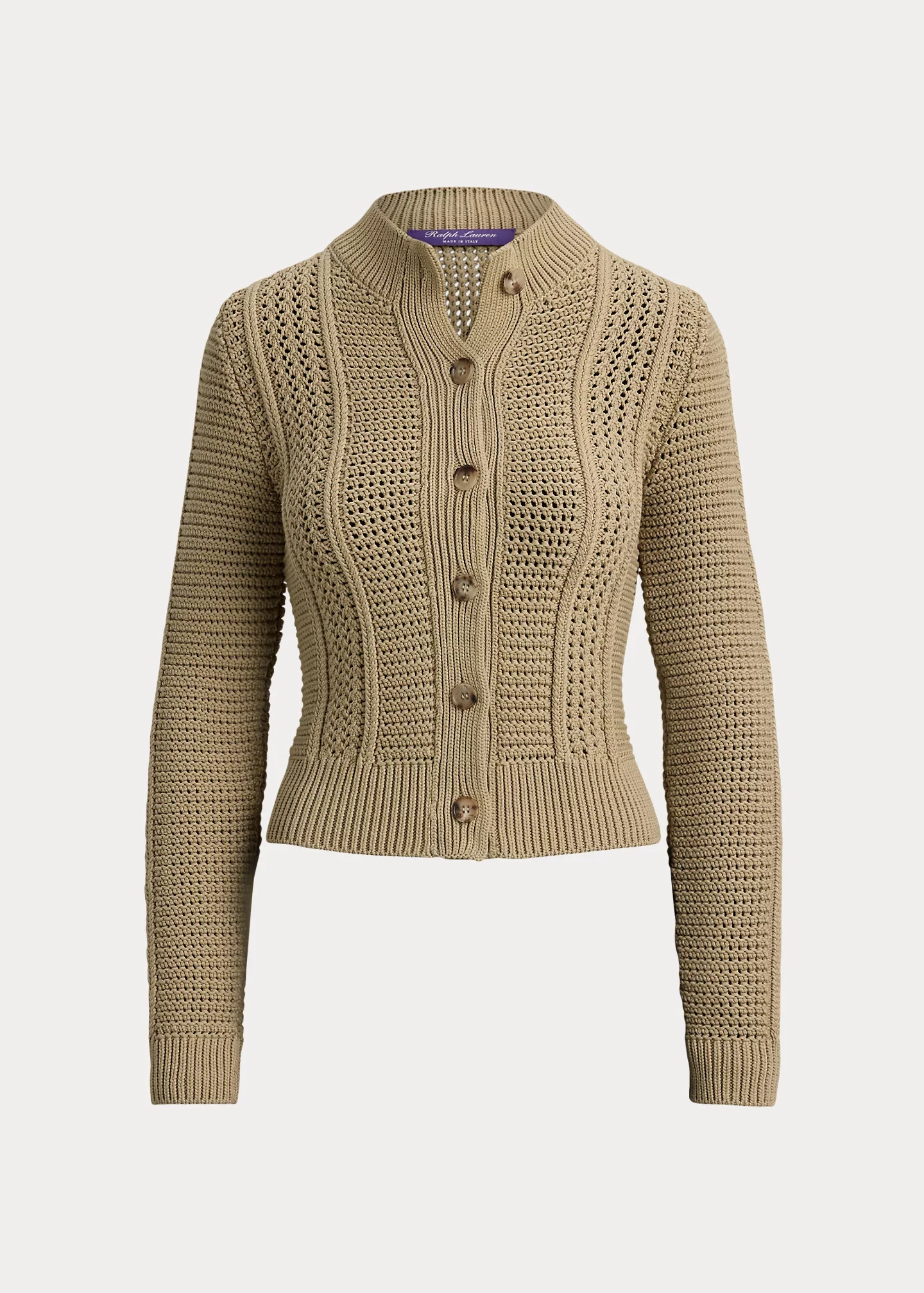 Cotton-Blend Mockneck Cardigan - 1