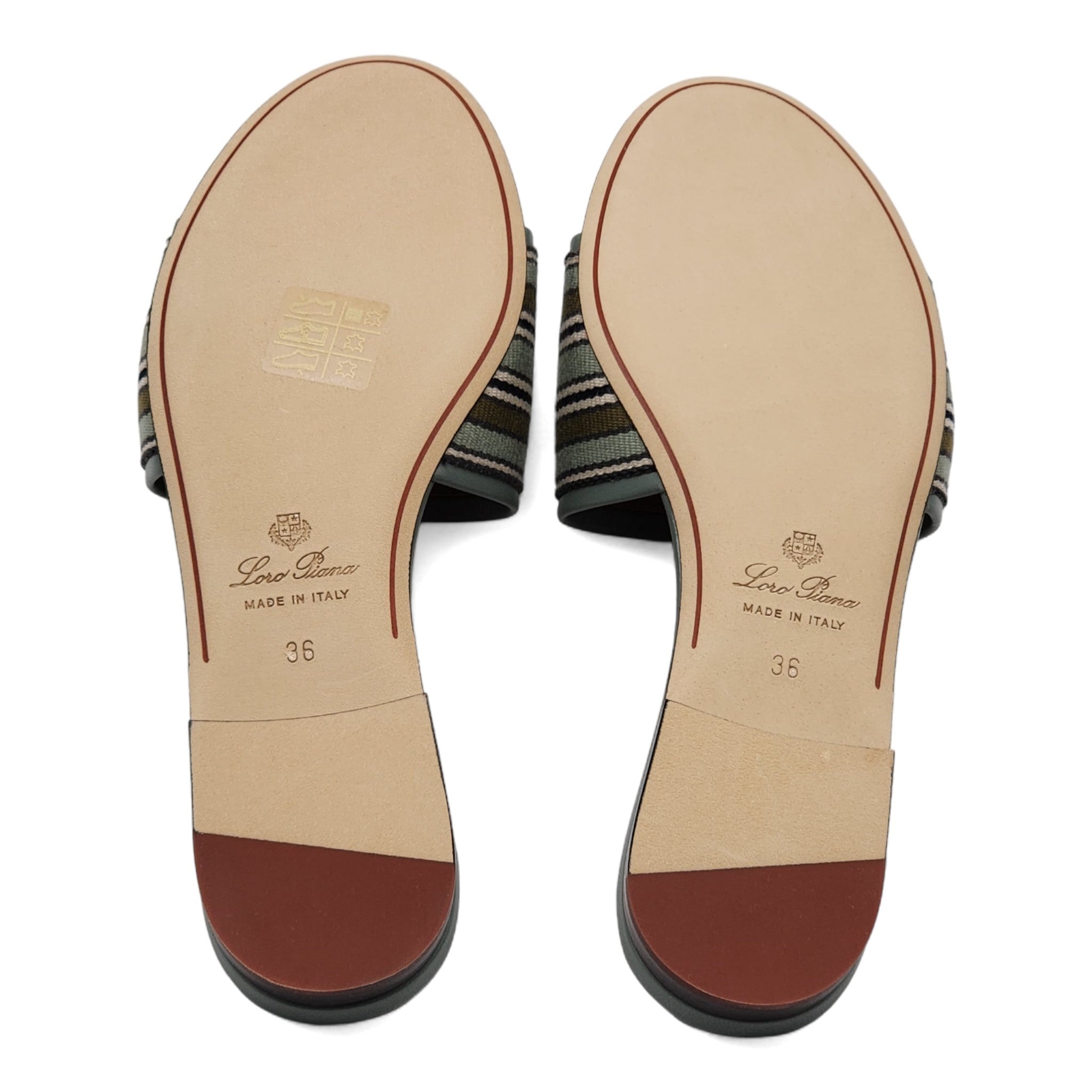 Loro Piana The Suitcase Stripe Flat Sandals in Blue - 6