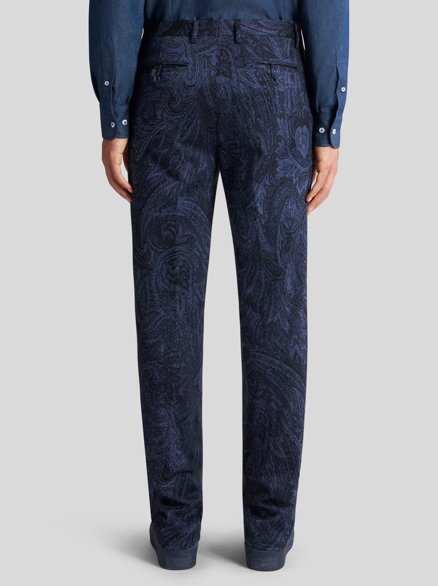 Etro PAISLEY COTTON JACQUARD TROUSERS | REVERSIBLE