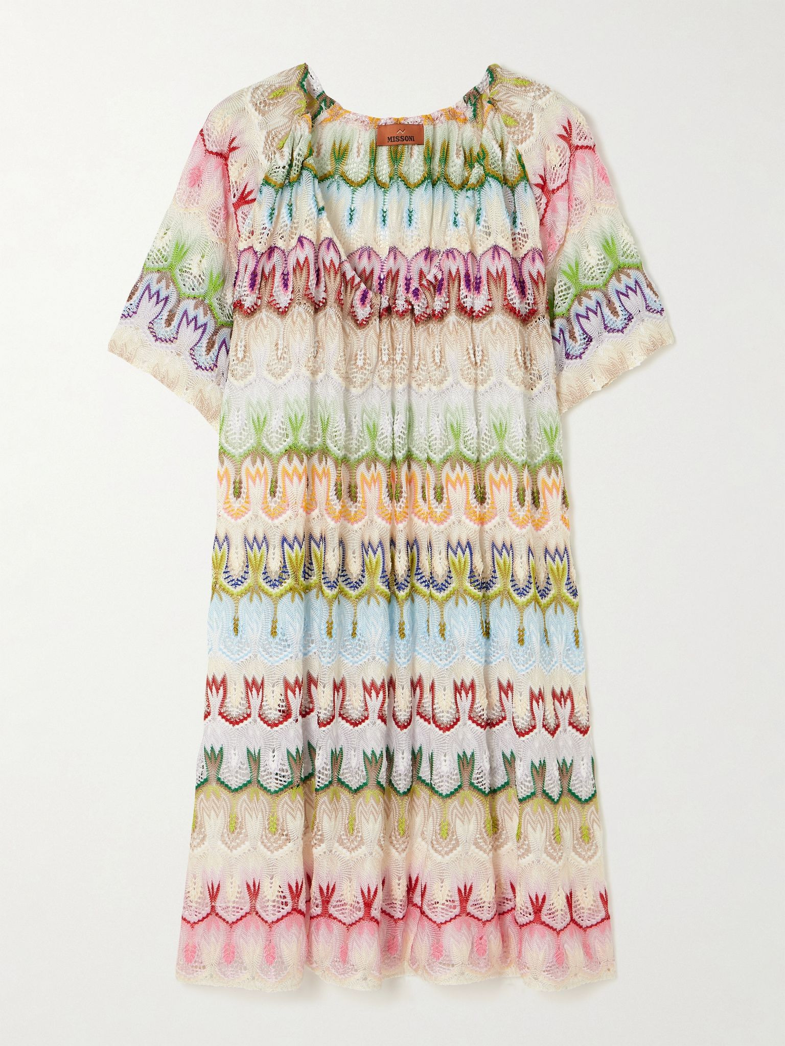 Striped crochet-knit mini dress Multi - 1