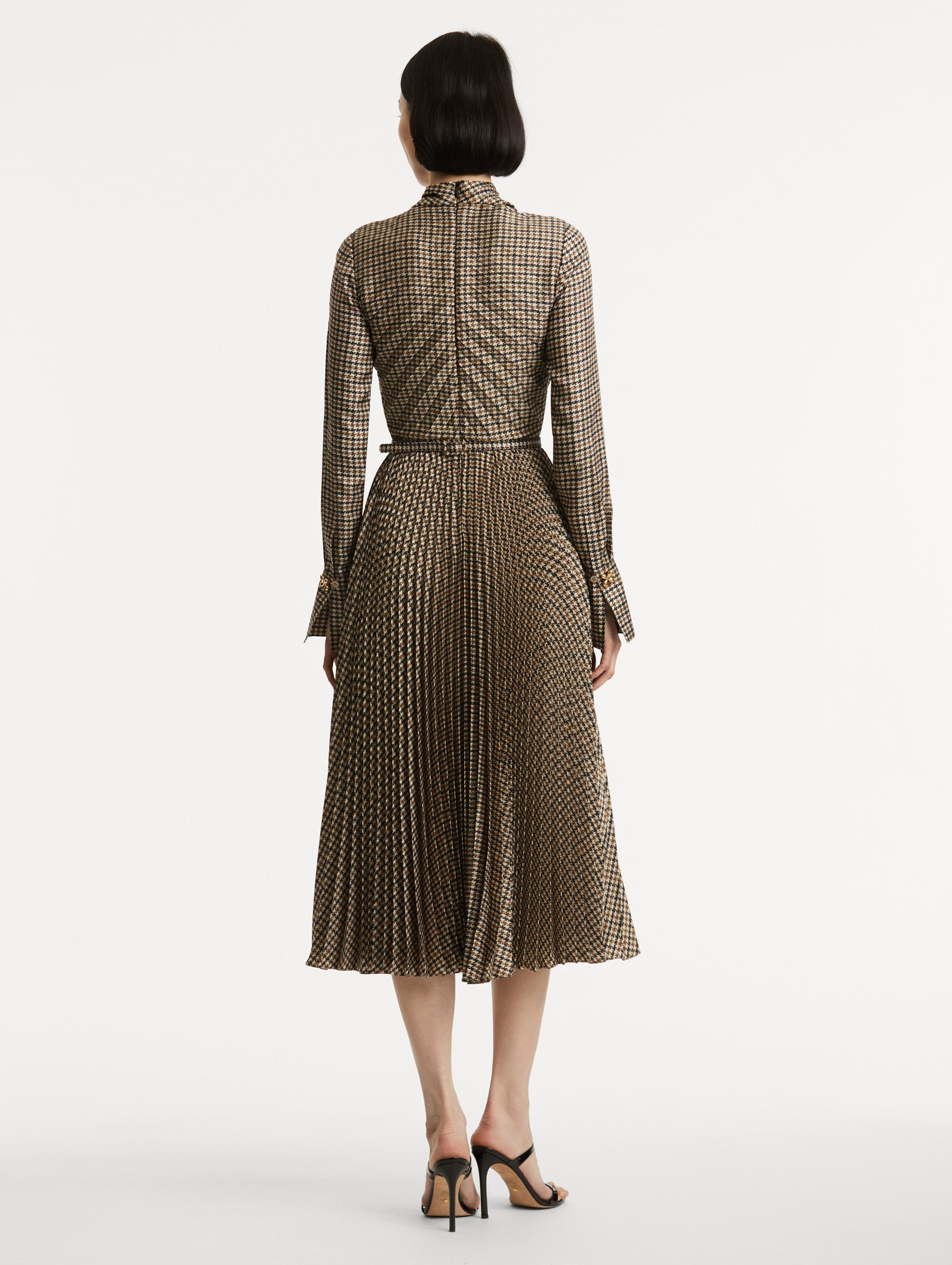 PIED DE POULE TIE-NECK DRESS - 3