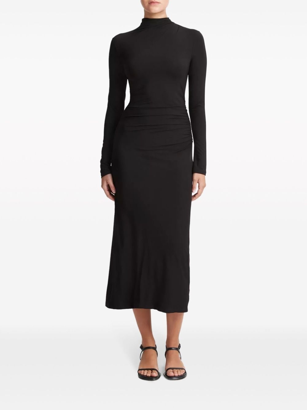 ruched-detail flared midi dress - 2