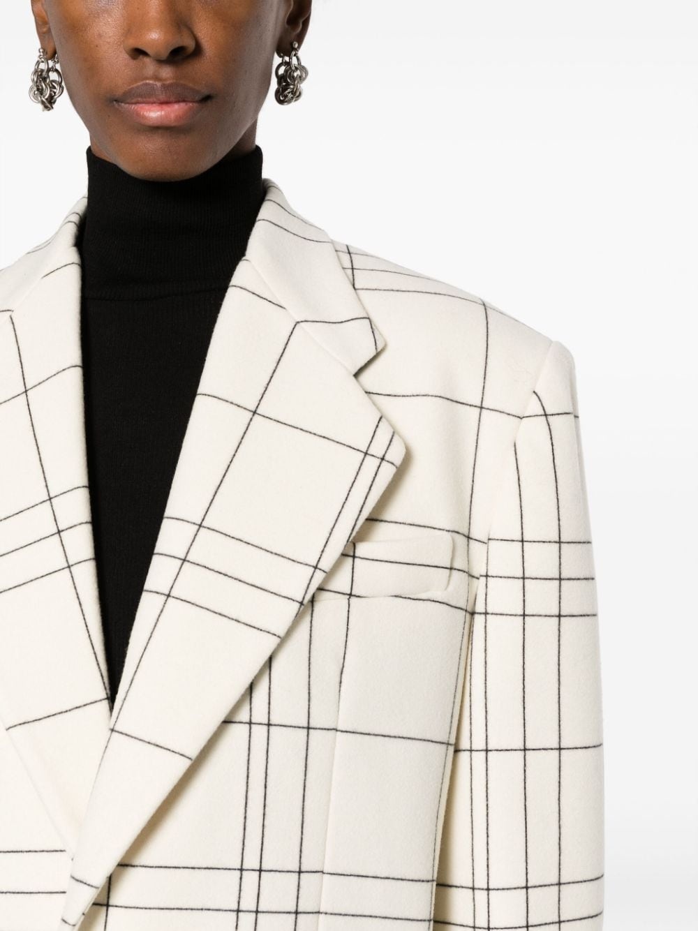 single-breasted checked blazer - 5