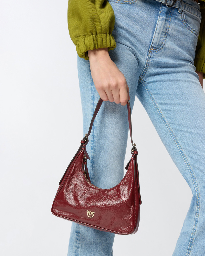 MISS PINKO MINI HOBO SHOULDER BAG IN SHINY LEATHER 6