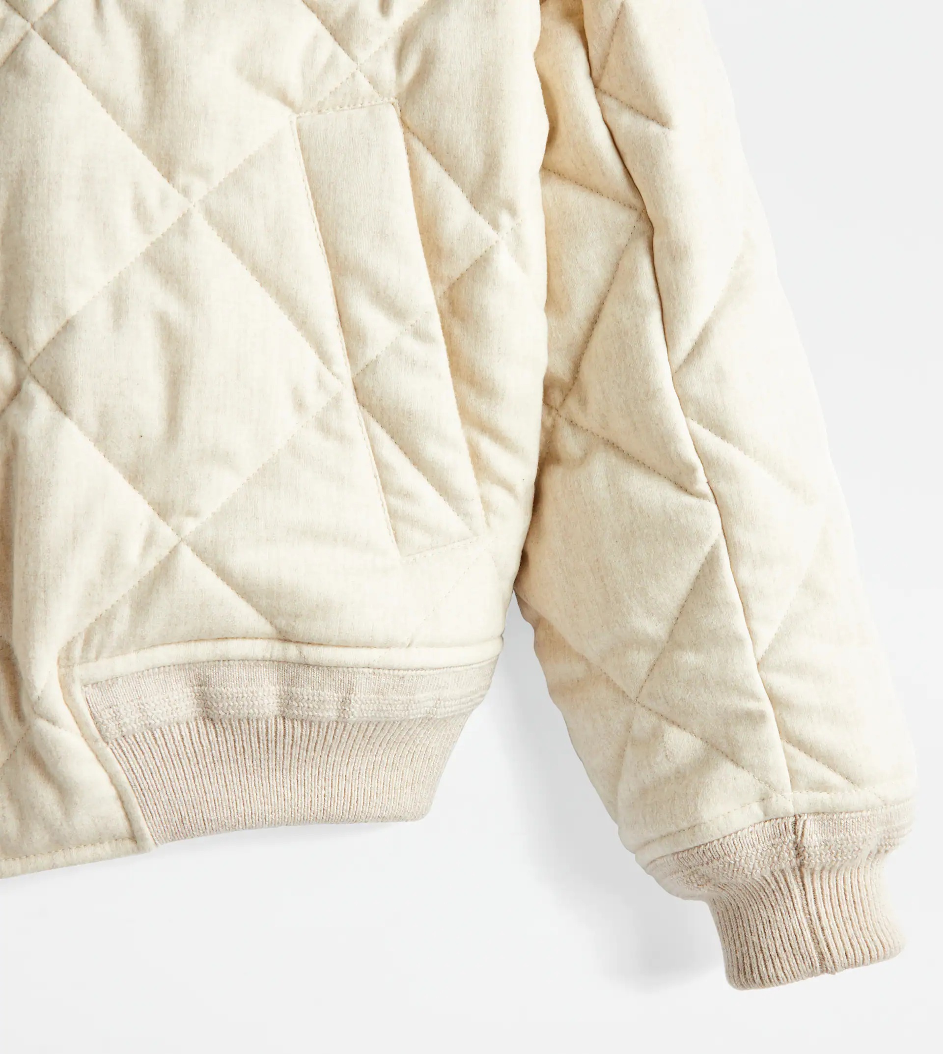 TOD'S QUILTED OVER BOMBER JACKET - BEIGE - 9
