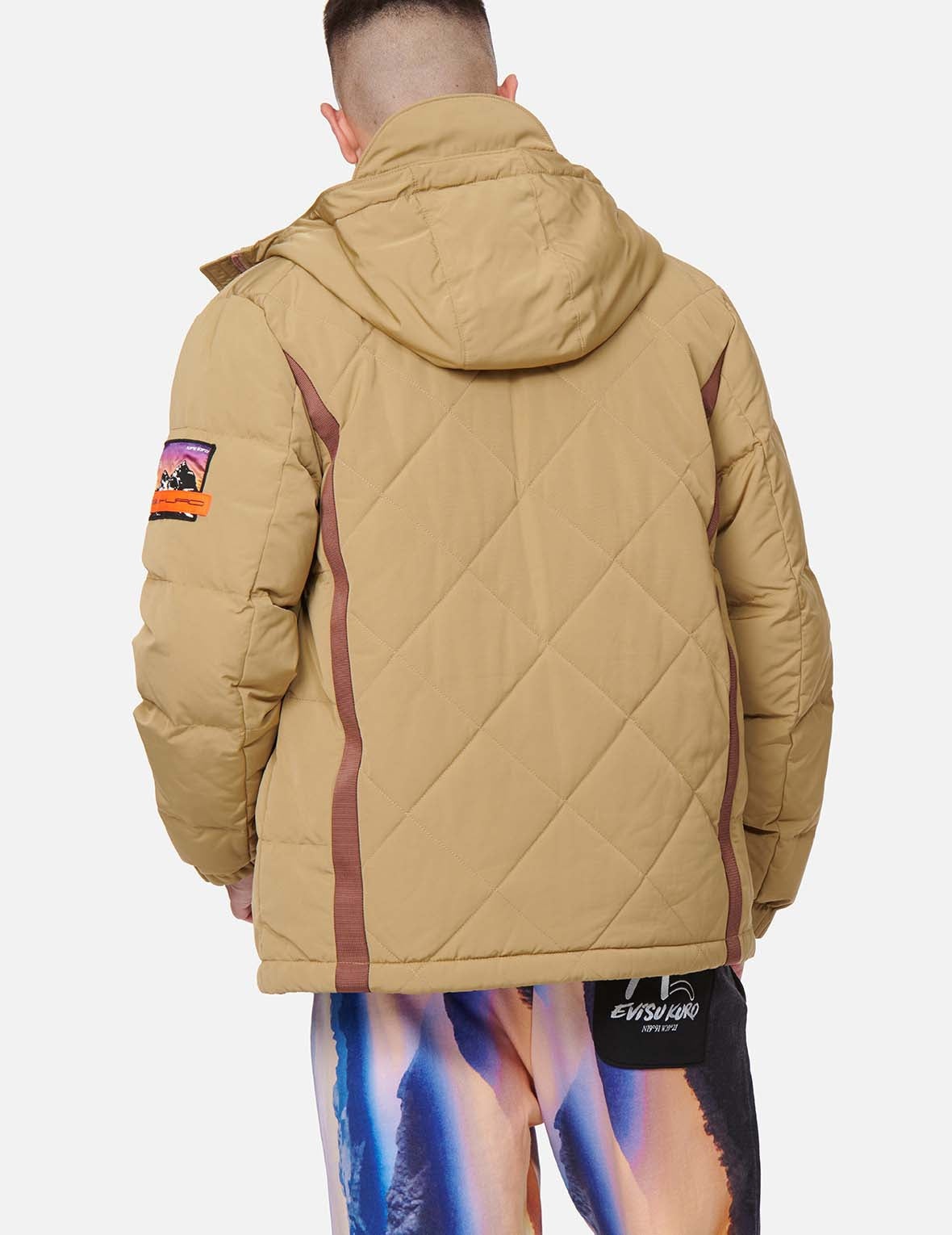 Contrast Webbing Strap Quilted Down Jacket - 3