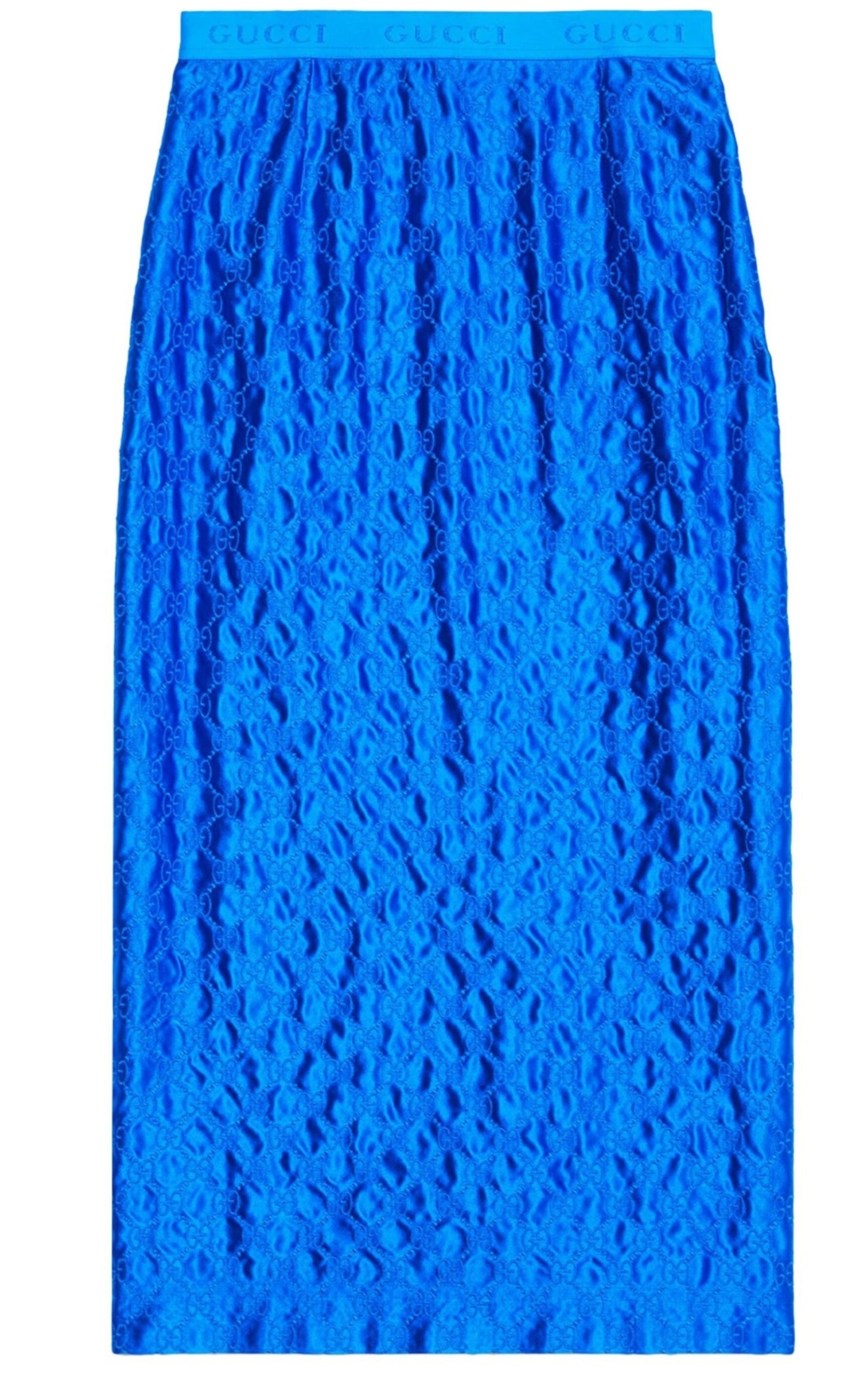 スカート Gg Supreme Blue Silk Skirt Gucci Gg Supreme Blue Silk Skirt - Runway Catalog