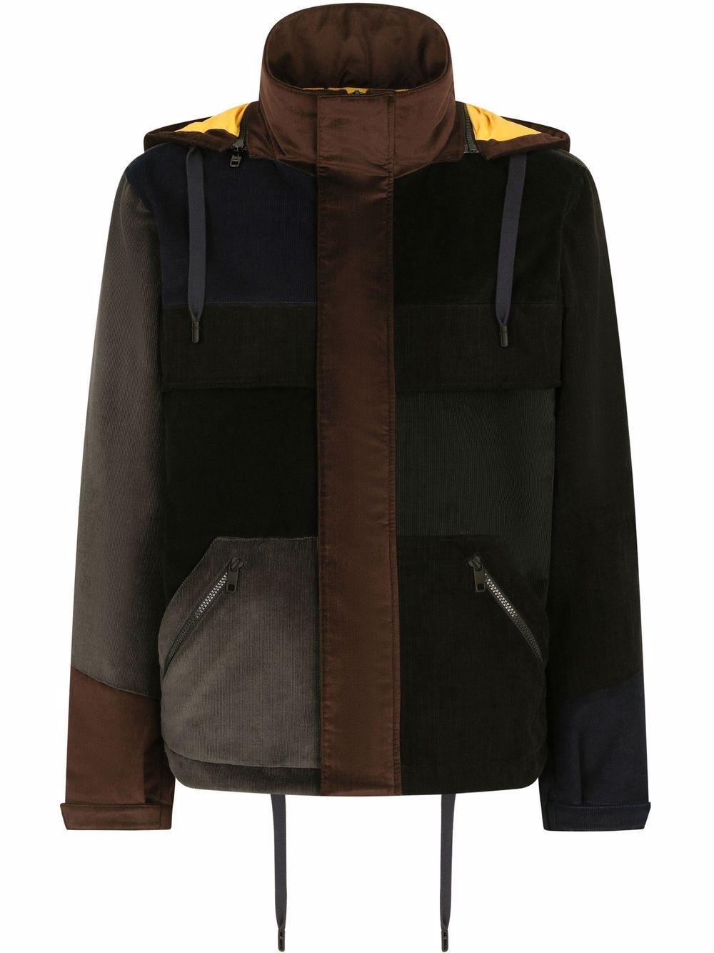 patchwork hooded coat - 1