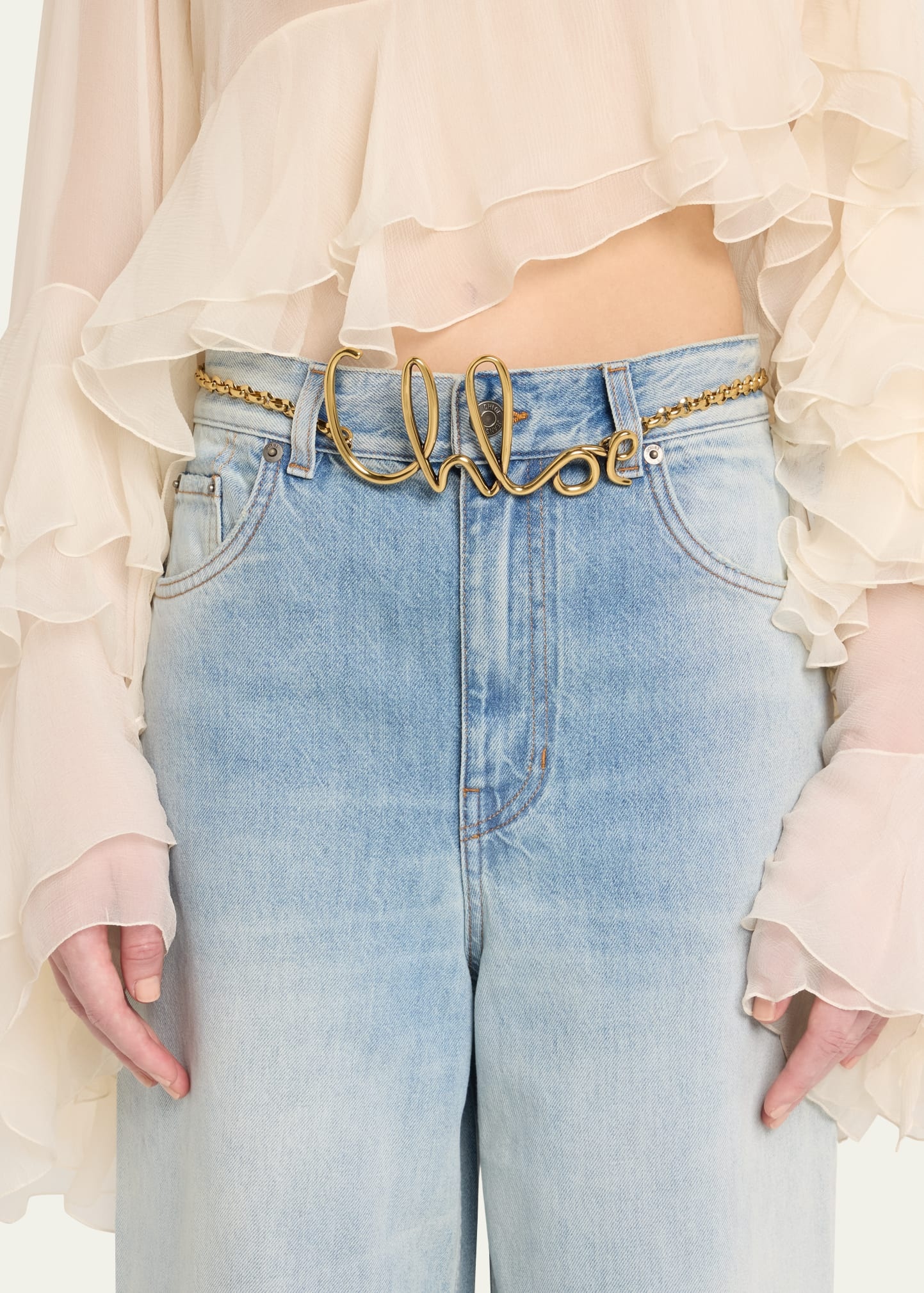 Logo Brass Chain Belt - 2