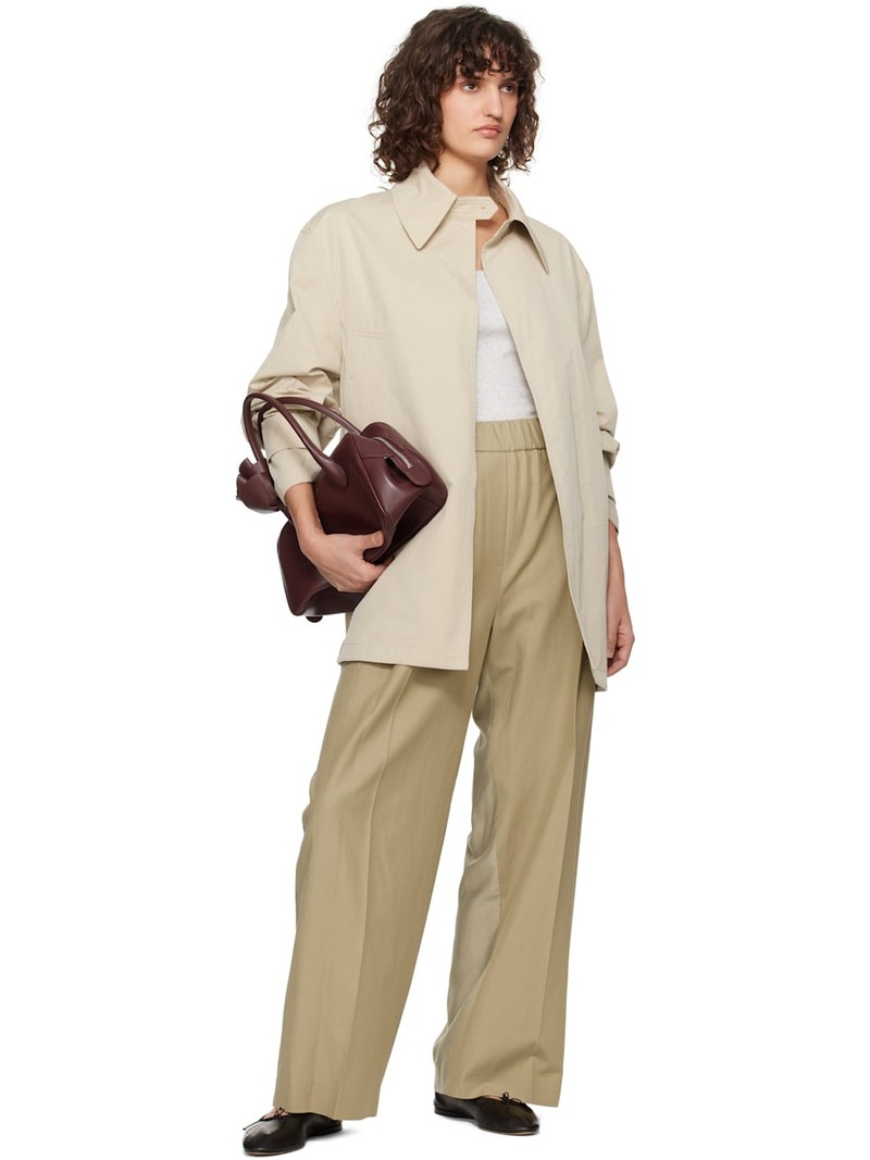RECTO Beige Contrast Back Banding Wide Trousers outlook