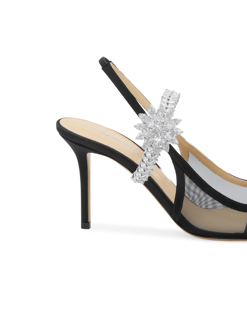 Women's Lotus Flower 85MM Mesh Slingback Pumps - Black 5