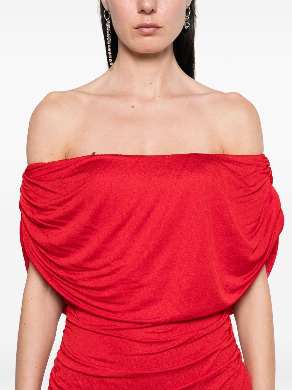 one-shoulder draped mini dress - 5