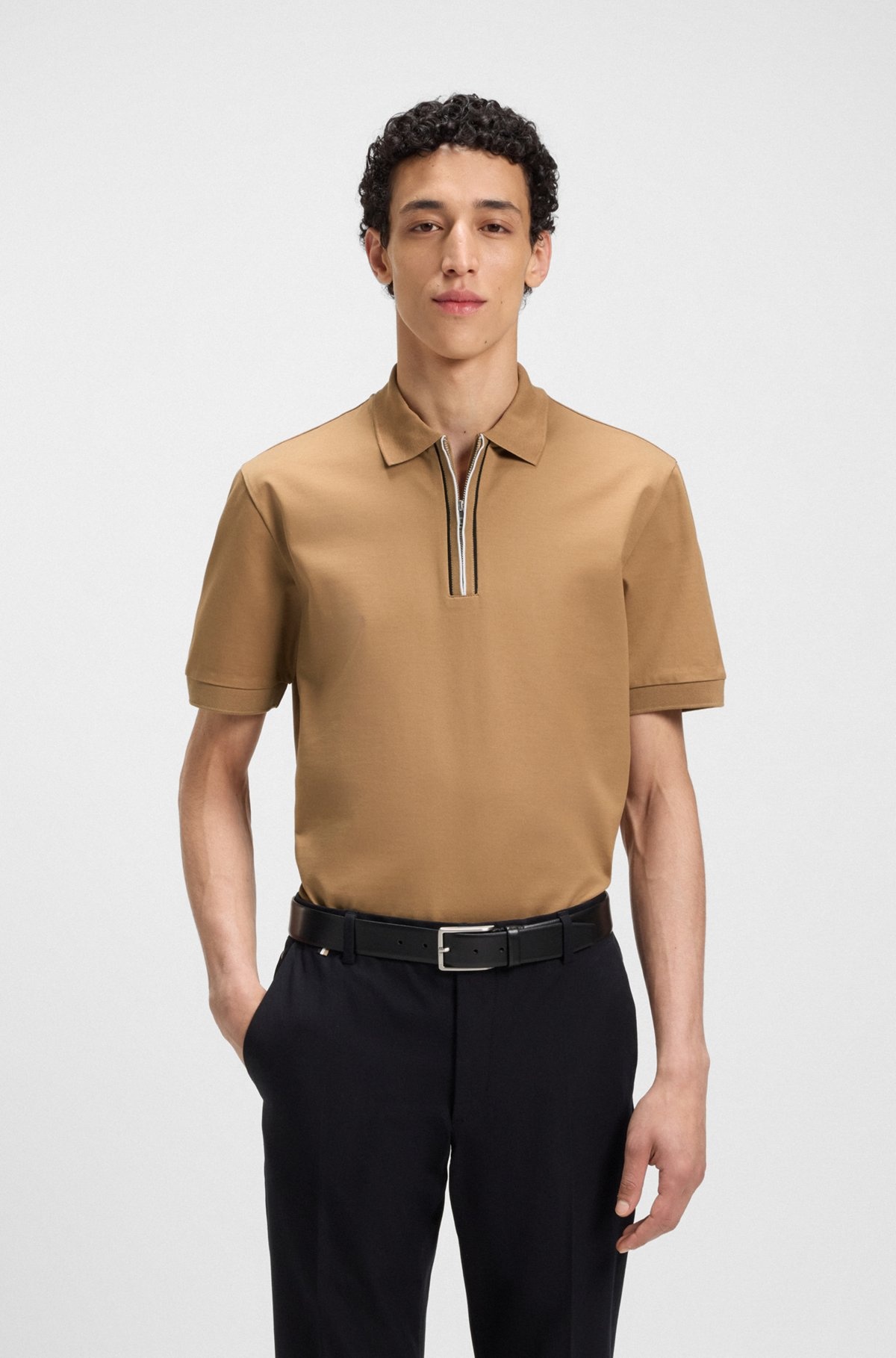 MERCERIZED COTTON POLO SHIRT WITH CONTRAST ZIP - 2