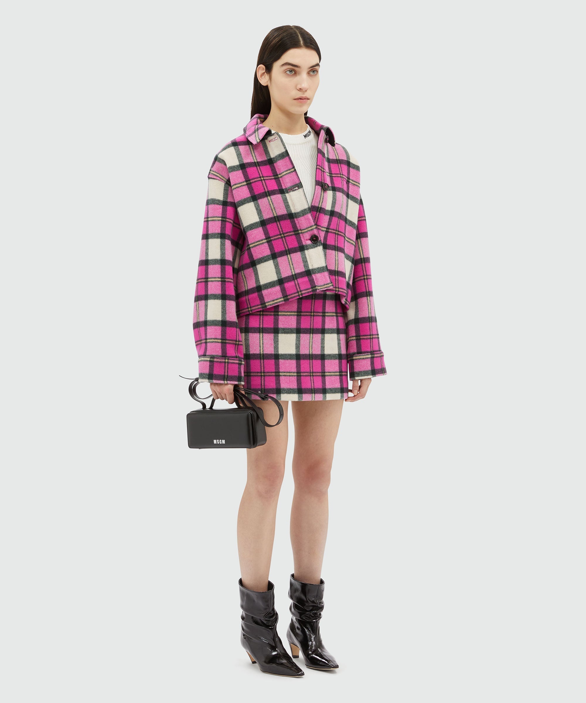 Tartan pattern wool cloth jacket - 4