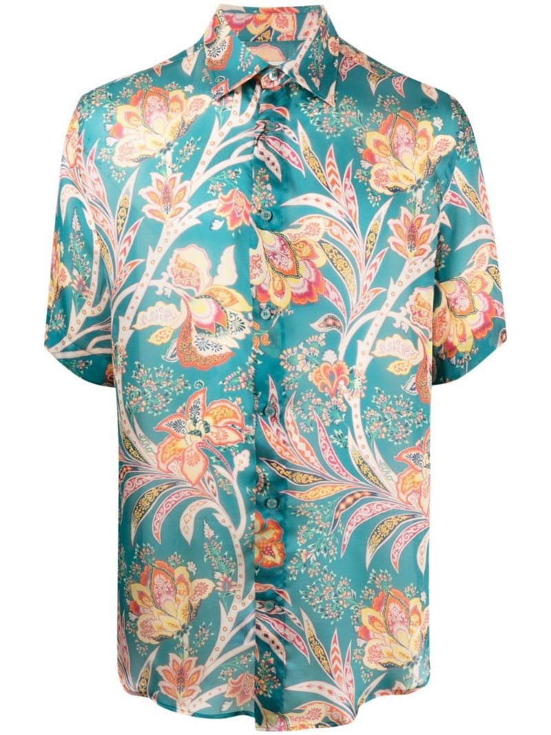 floral paisley-print silk shirt - 1