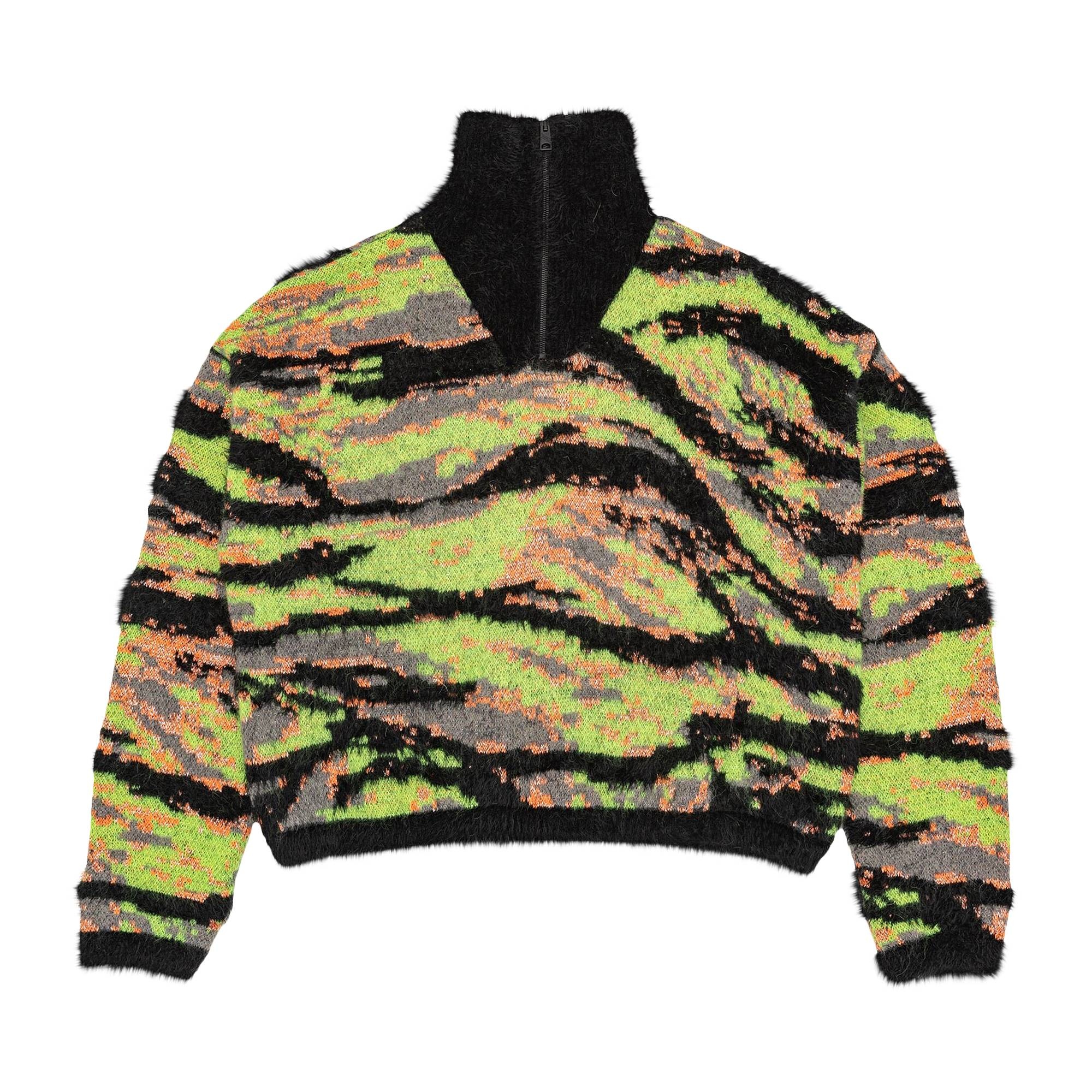 ERL Jacquard Tiger Sweater 'Green Rave Camo' - 1