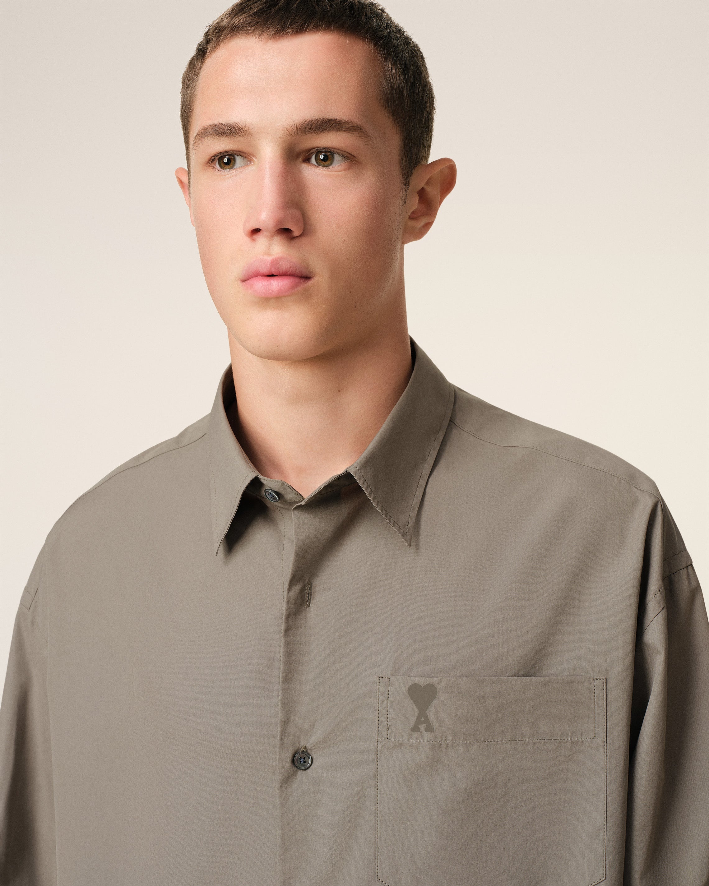 BEIGE COTTON AMI DE COEUR BOXY SHIRT - 4