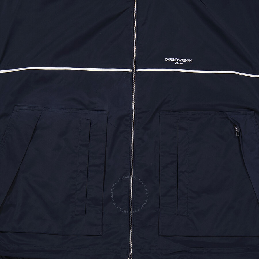 Emporio Armani Navy Nylon Full Zip Logo Blouson Jacket - 7