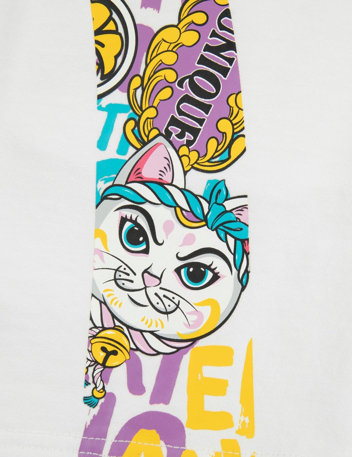 Color-blocking Daruma and Fortune Cat Daicock Print Loose Fit Sweat Shorts - 7