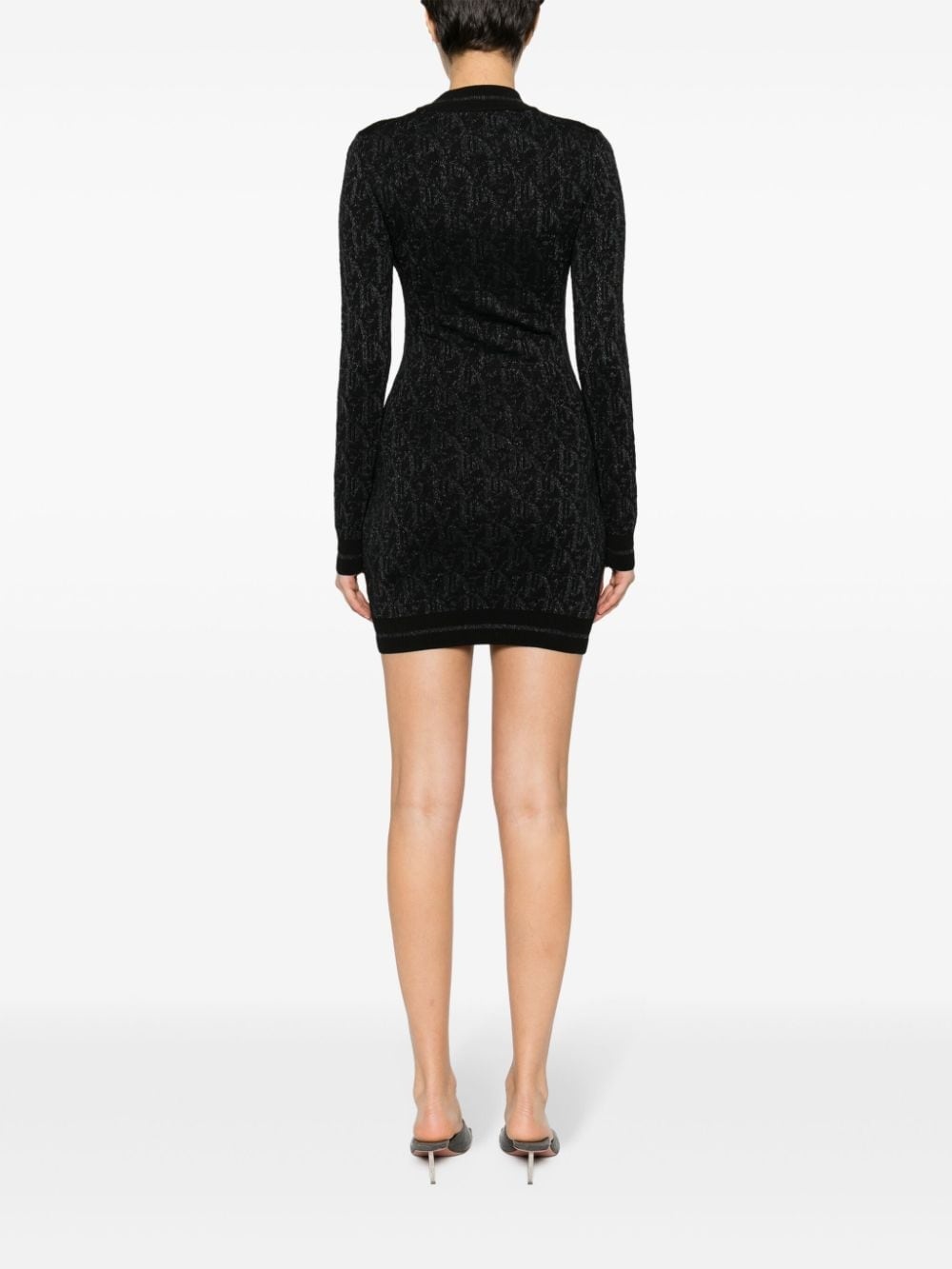 monogram-jacquard mini dress - 4