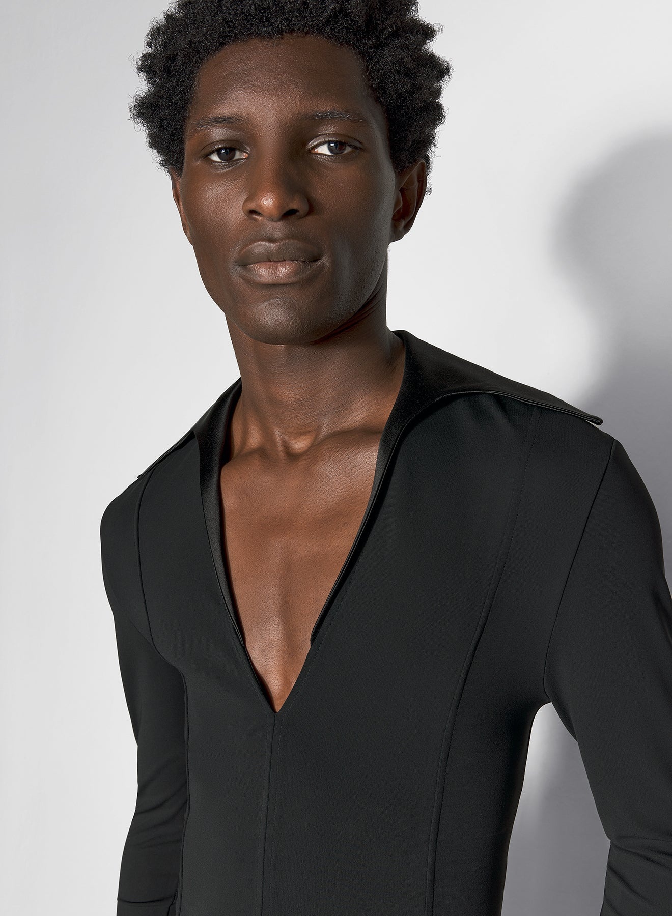 black spiky satin collar top - 3