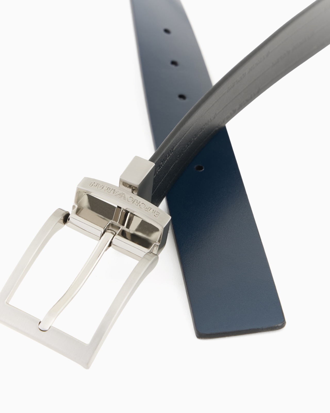 REVERSIBLE LEATHER BELT WITH EMBOSSED LOGO - 2