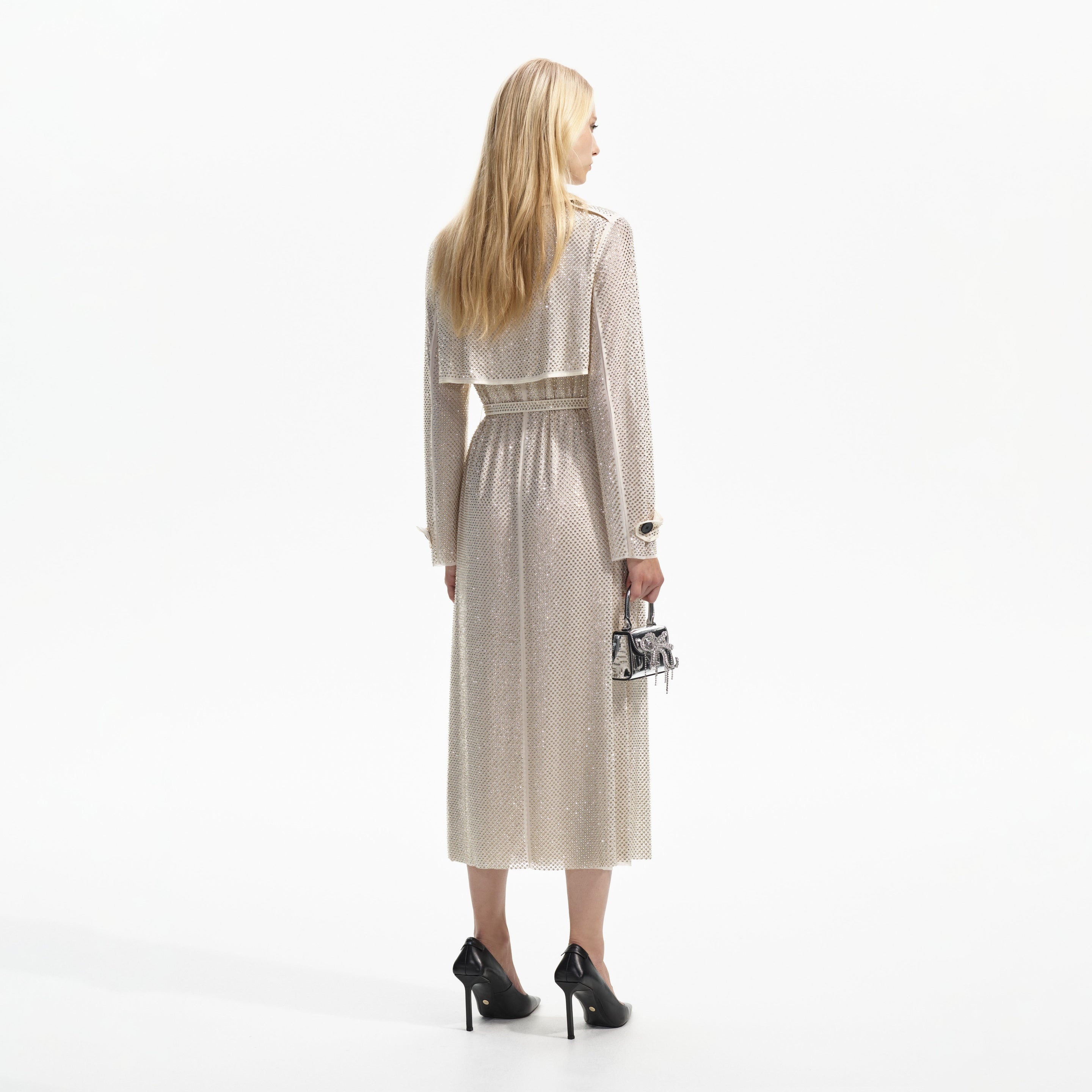 Cream Rhinestone Trench - 3