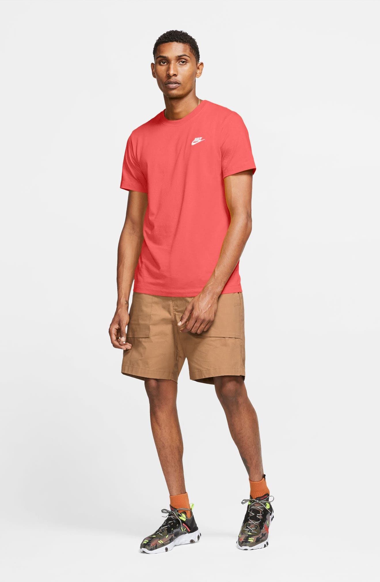 Nike Sportswear Club Crew Neck T-Shirt in Magic Ember/White at Nordstrom - 4