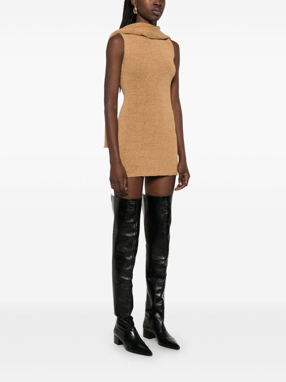 hooded knitted mini dress - 3