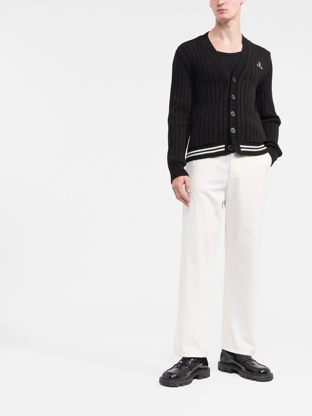 ribbed-knit V-neck cardigan - 2