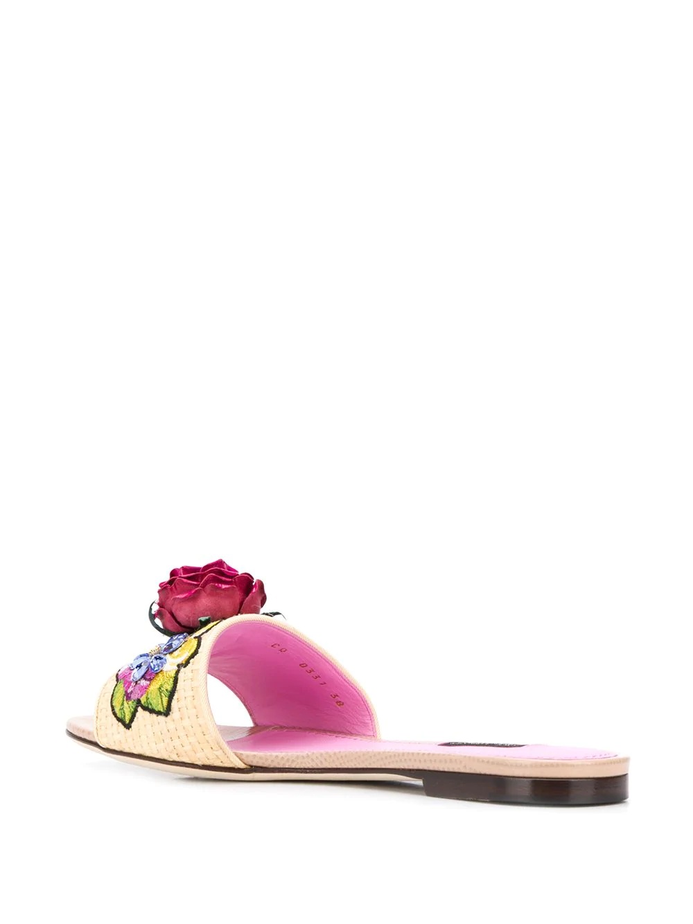 Bianca floral-appliqué slide sandals - 3