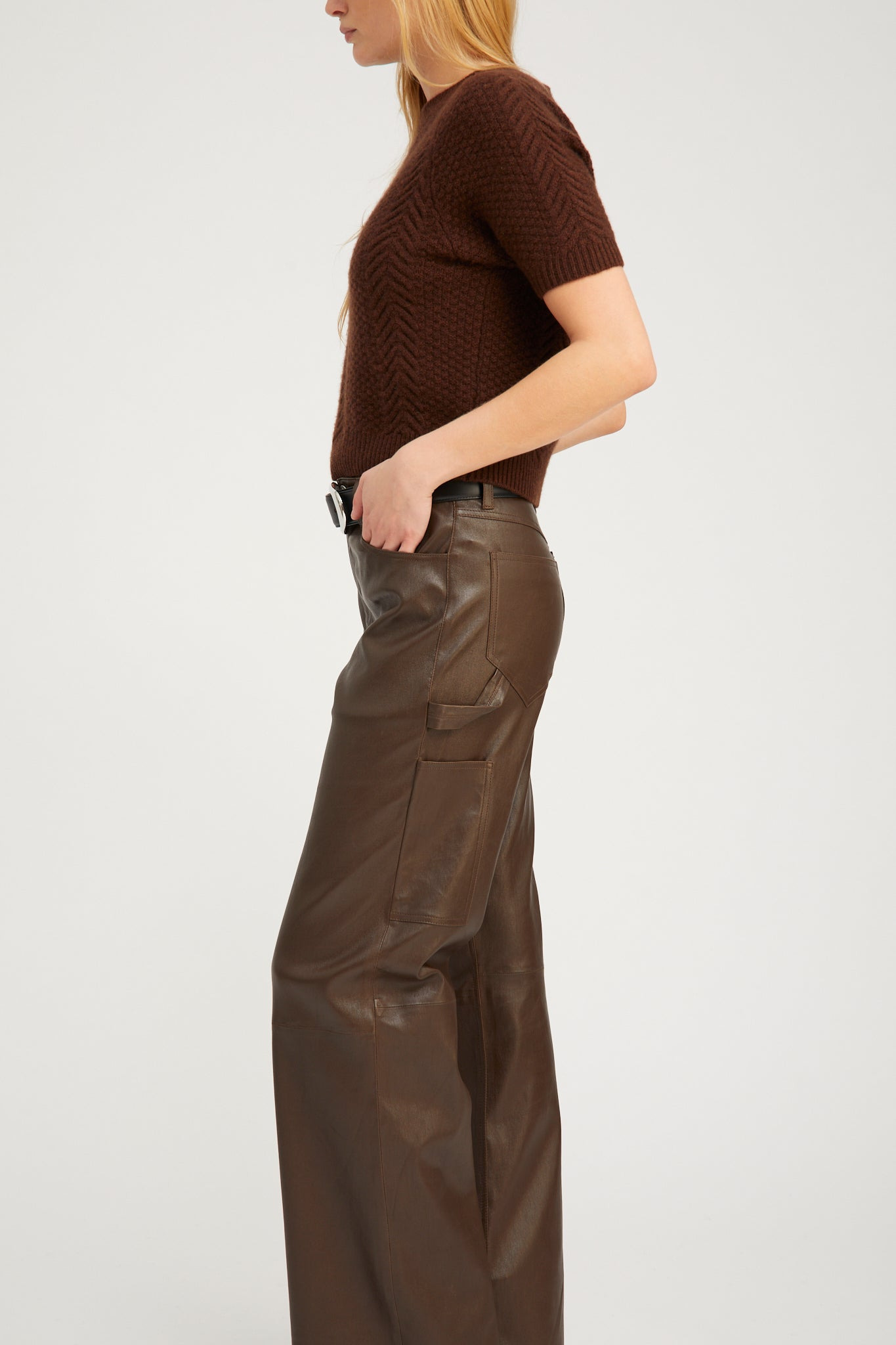 AMERICANO LEATHER CARPENTER PANTS - 2