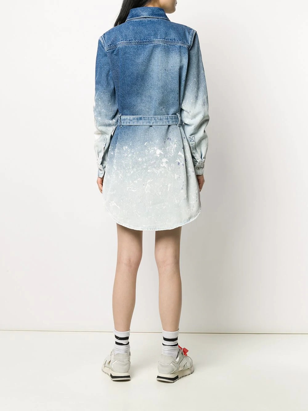 gradient denim shirt dress - 4