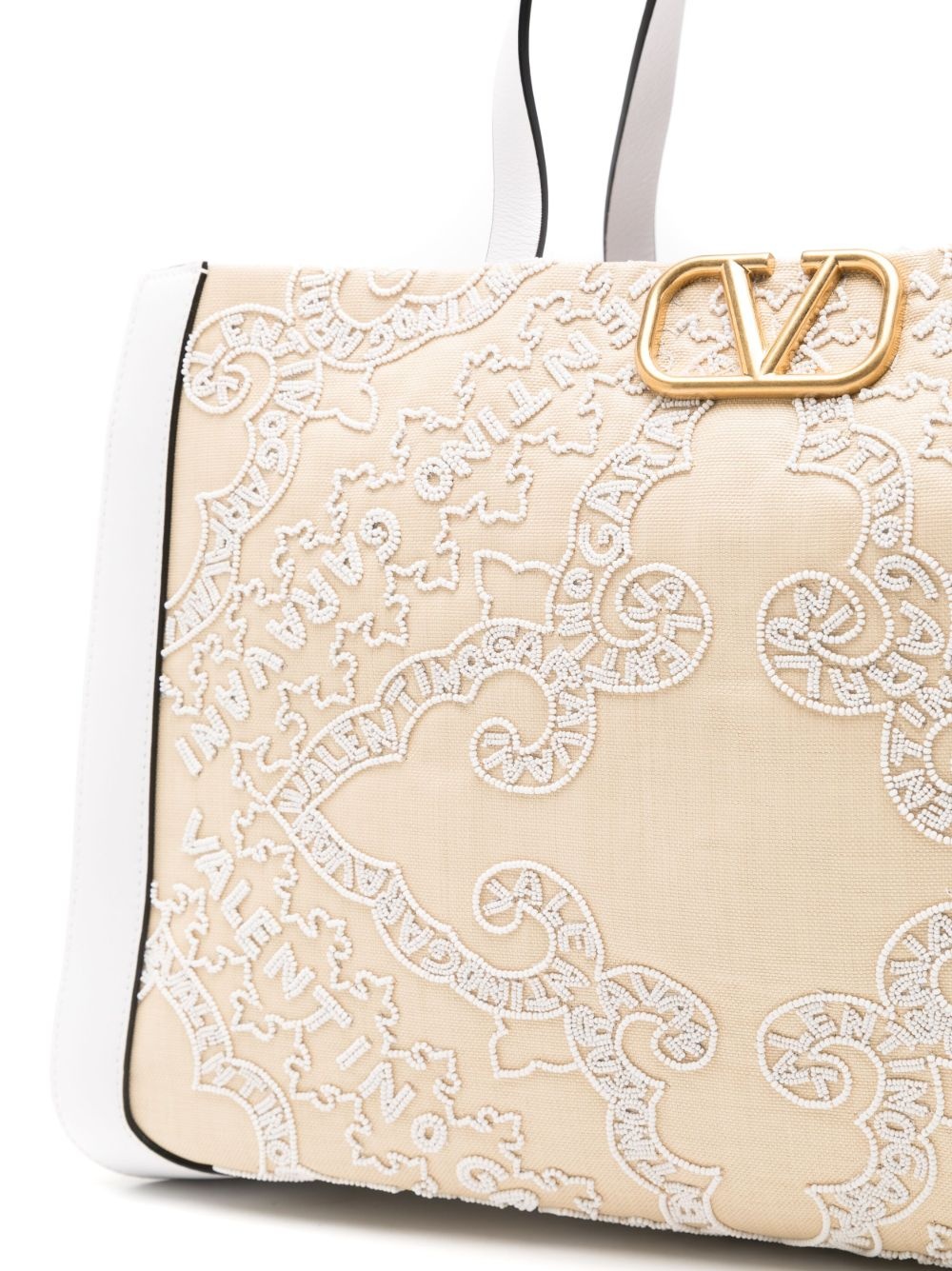 VLOGO embroidered raffia tote bag - 4