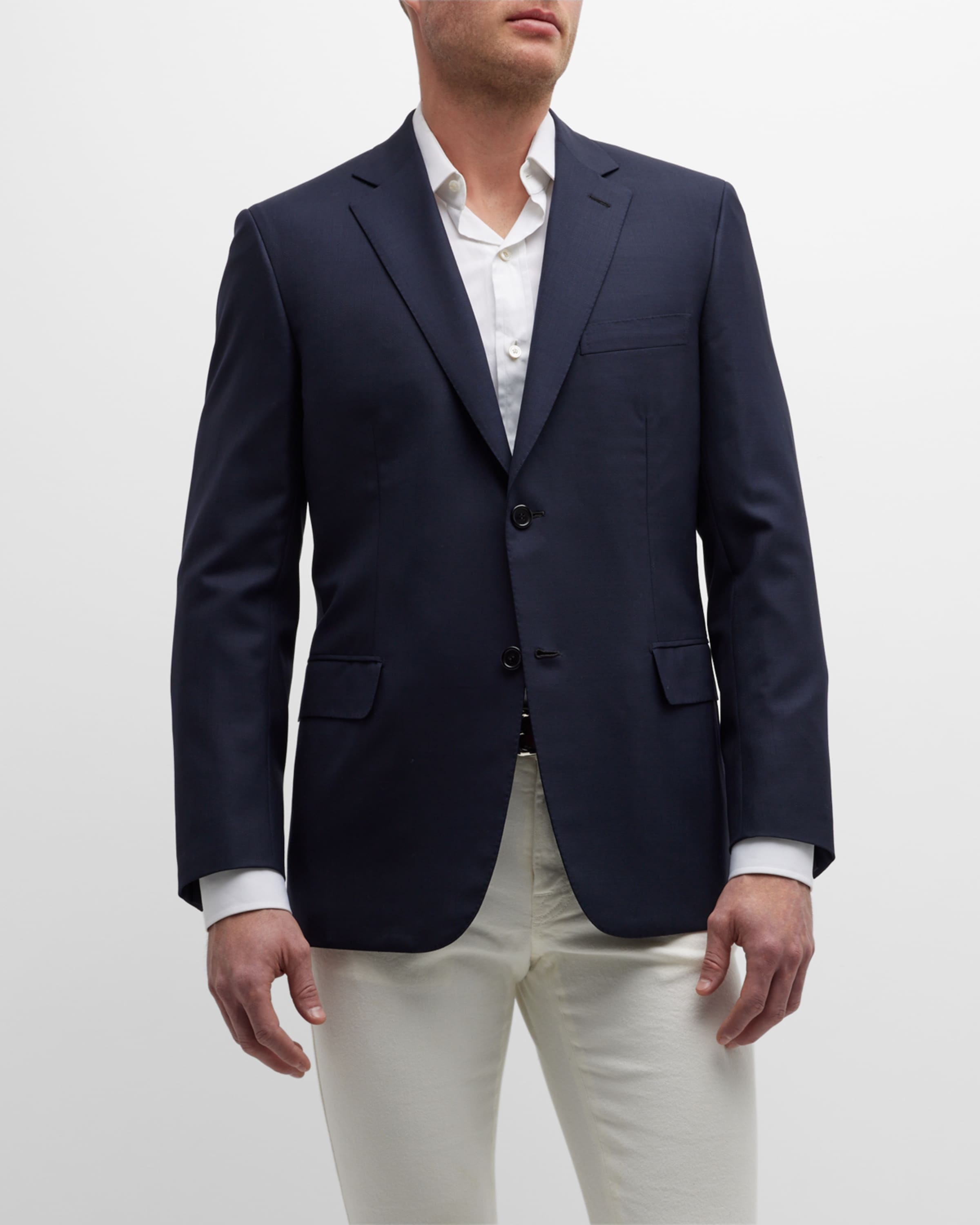 Ravello Wool Two-Button Sport Coat, Navy Blue - 2
