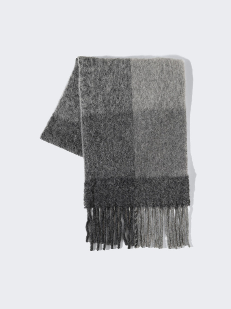 Alpaca Blend Scarf Heather Grey Check 1